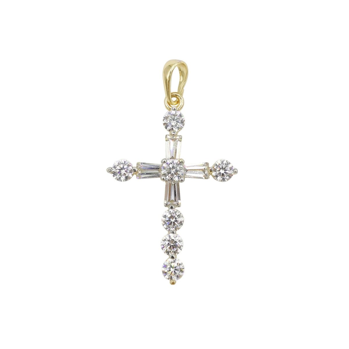 Wholesale 14K Gold Filled Cross Pendant with Cubic Zirconia Crystal Rhinestones, Christian Pendant for Necklace Jewelry Making H-628 H-883 - DLUXCA