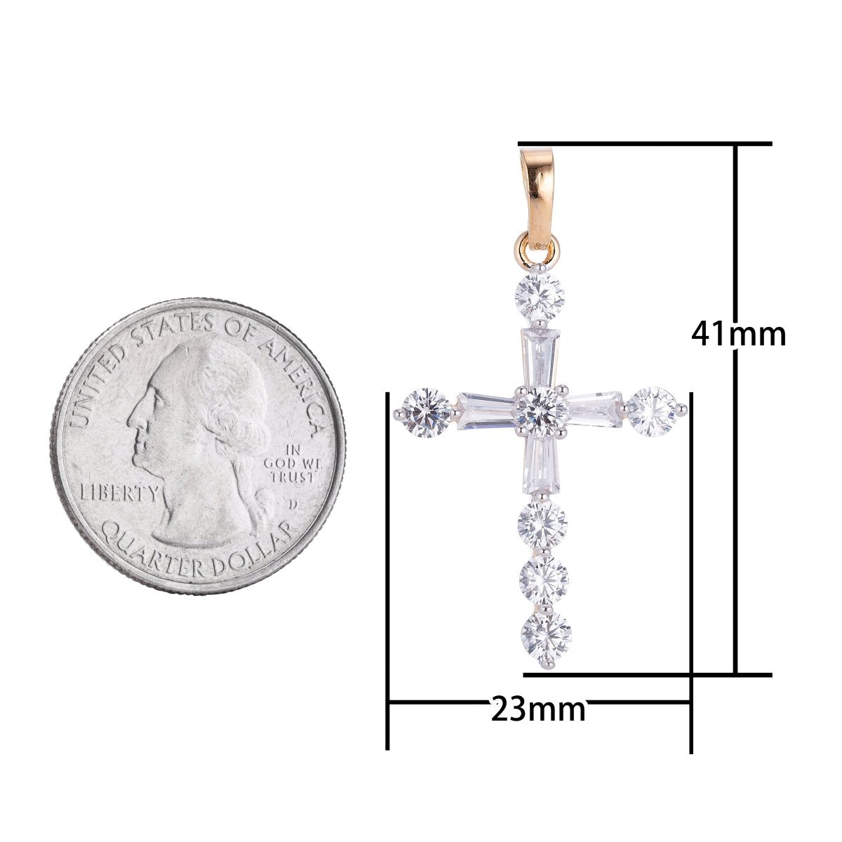 Wholesale 14K Gold Filled Cross Pendant with Cubic Zirconia Crystal Rhinestones, Christian Pendant for Necklace Jewelry Making H-628 H-883 - DLUXCA
