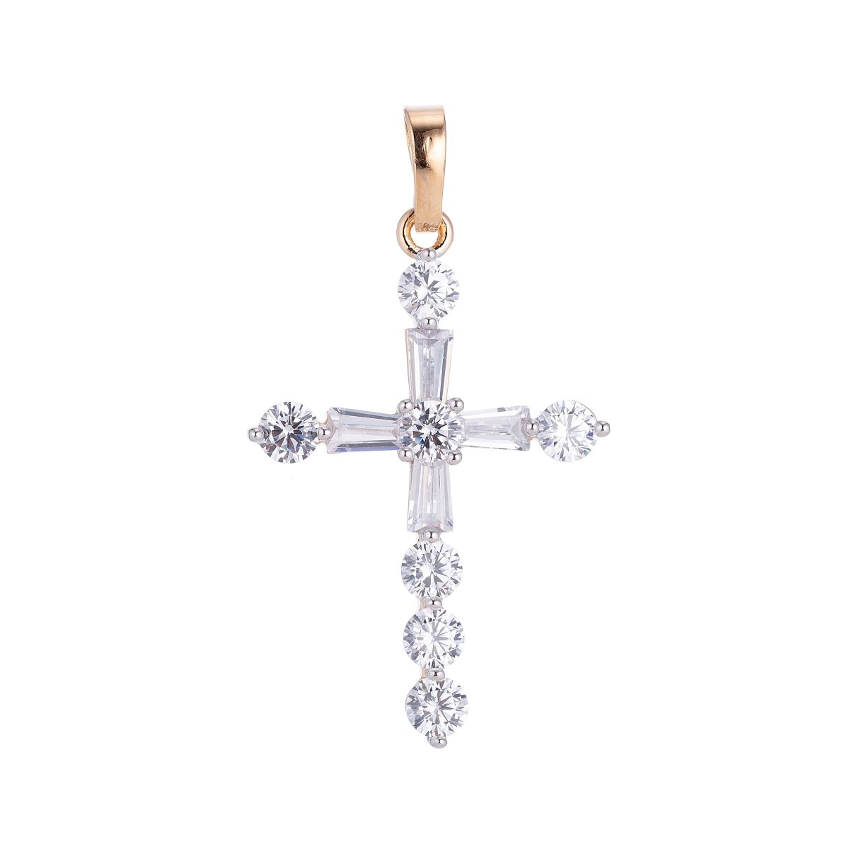 Wholesale 14K Gold Filled Cross Pendant with Cubic Zirconia Crystal Rhinestones, Christian Pendant for Necklace Jewelry Making H-628 H-883 - DLUXCA