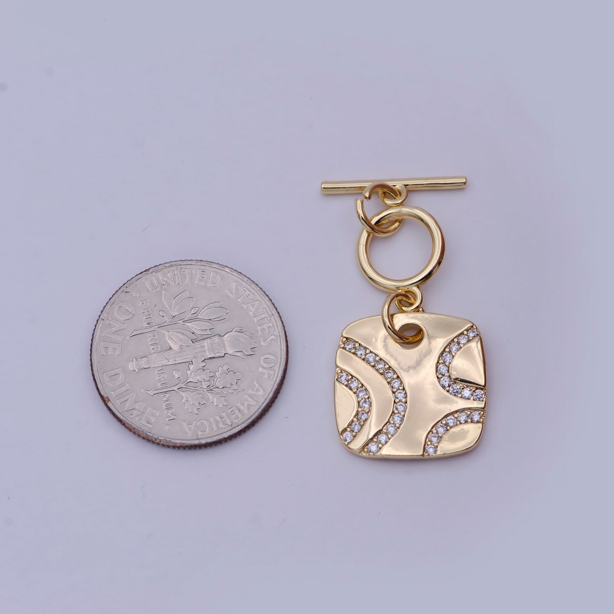 Wholesale CZ Gold Toggle Clasp OT Clasp Square Fancy Design Bulk Supply for Bracelet Necklace Component L-633 - DLUXCA