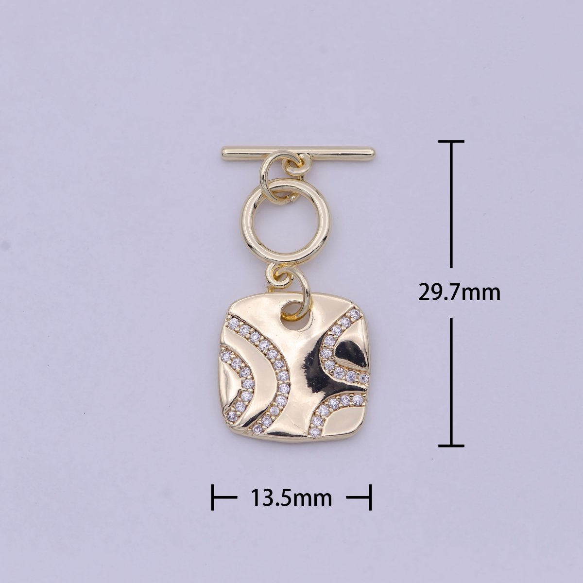 Wholesale CZ Gold Toggle Clasp OT Clasp Square Fancy Design Bulk Supply for Bracelet Necklace Component L-633 - DLUXCA