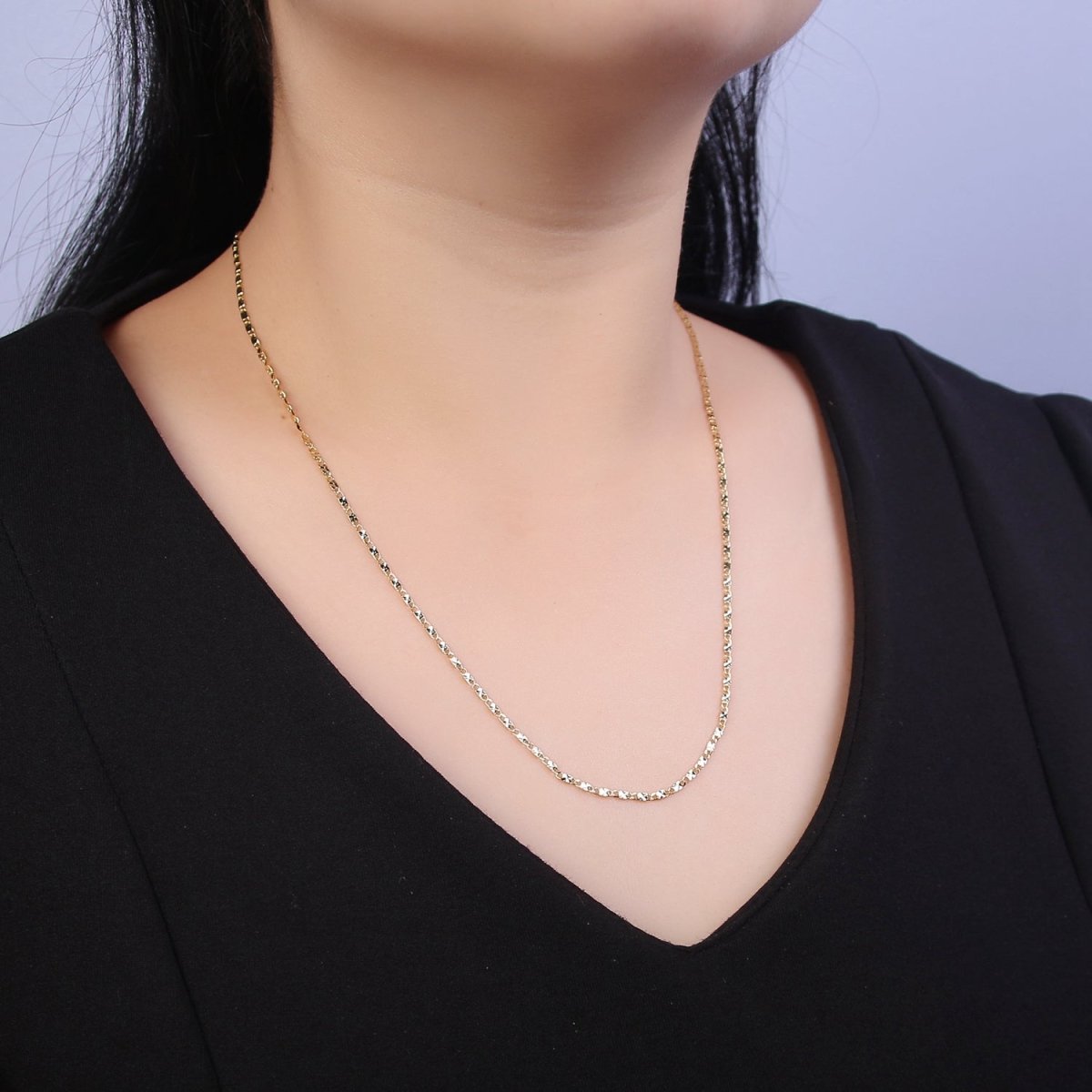 Wholesale Gold Chain Necklace, Fine Scroll Gold Chain, Simple Gold Necklace, Thin Plain Women's Necklace 18" 20" Women Chain | WA-682 WA-683 Clearance Pricing - DLUXCA