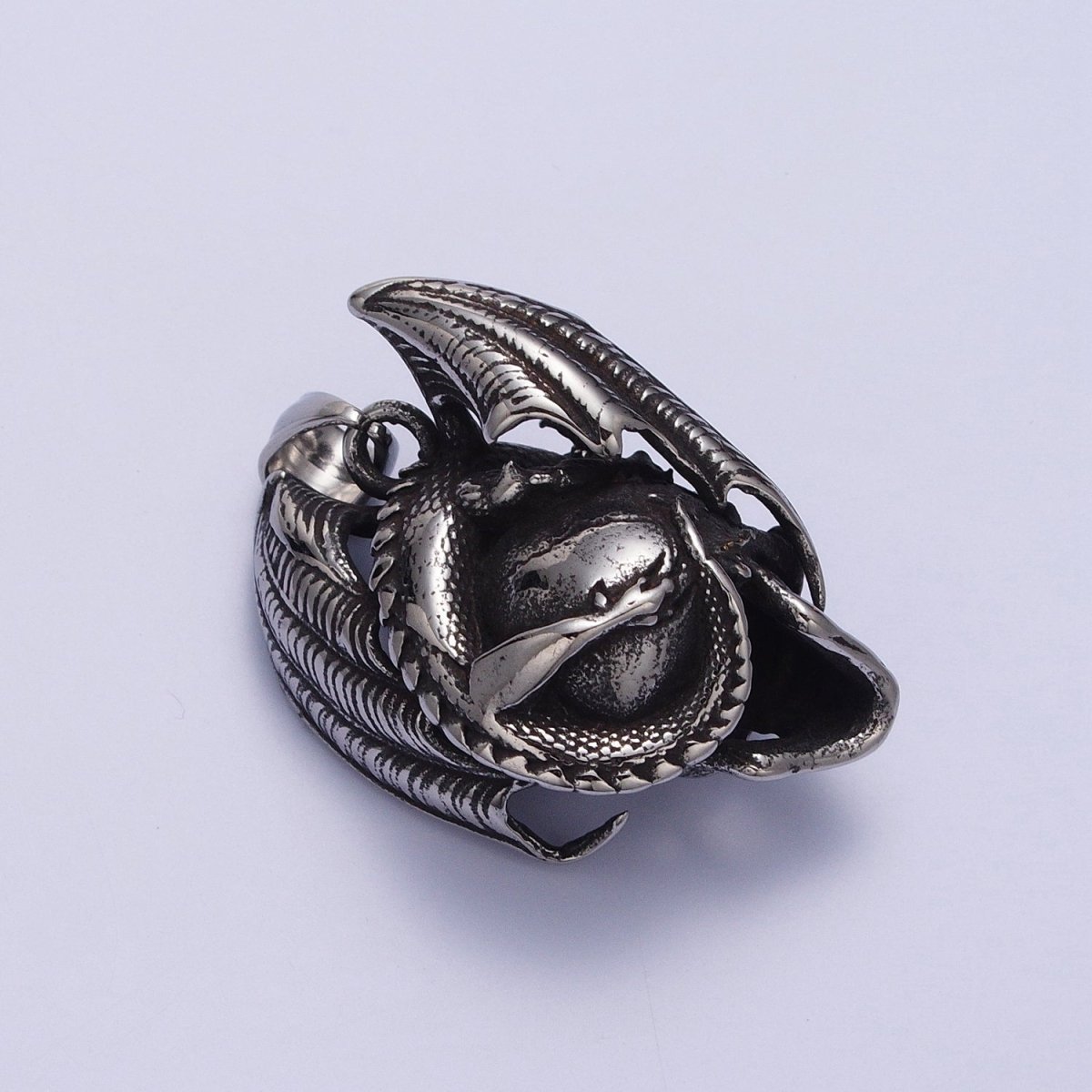Winged Dragon on Skull Skeleton Stainless Steel Pendant in Gold & Silver | X-667 X-668 - DLUXCA