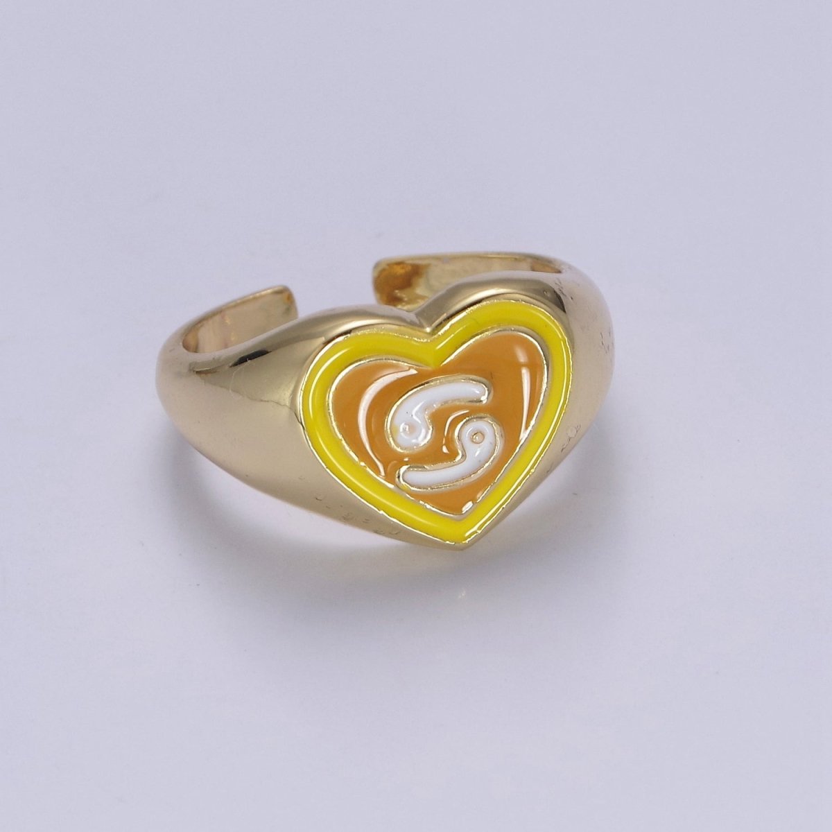 Y2K Signet Zodiac Ring Constellation Sign Enamel Gold Ring, Astrology Sign Horoscope Ring Birthday Personalized Fun Gift S-489~S-500 - DLUXCA