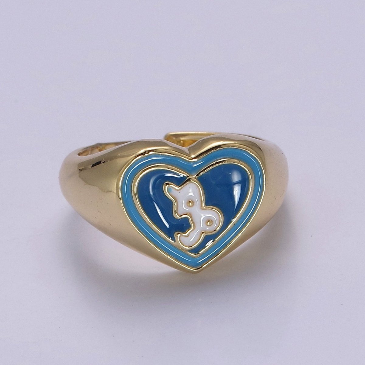 Y2K Signet Zodiac Ring Constellation Sign Enamel Gold Ring, Astrology Sign Horoscope Ring Birthday Personalized Fun Gift S-489~S-500 - DLUXCA