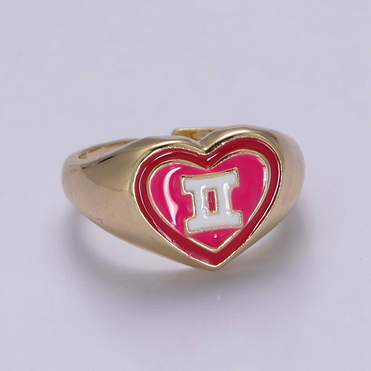 Y2K Signet Zodiac Ring Constellation Sign Enamel Gold Ring, Astrology Sign Horoscope Ring Birthday Personalized Fun Gift S-489~S-500 - DLUXCA