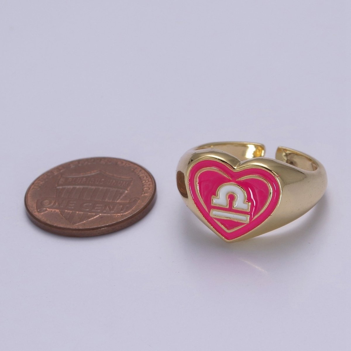 Y2K Signet Zodiac Ring Constellation Sign Enamel Gold Ring, Astrology Sign Horoscope Ring Birthday Personalized Fun Gift S-489~S-500 - DLUXCA