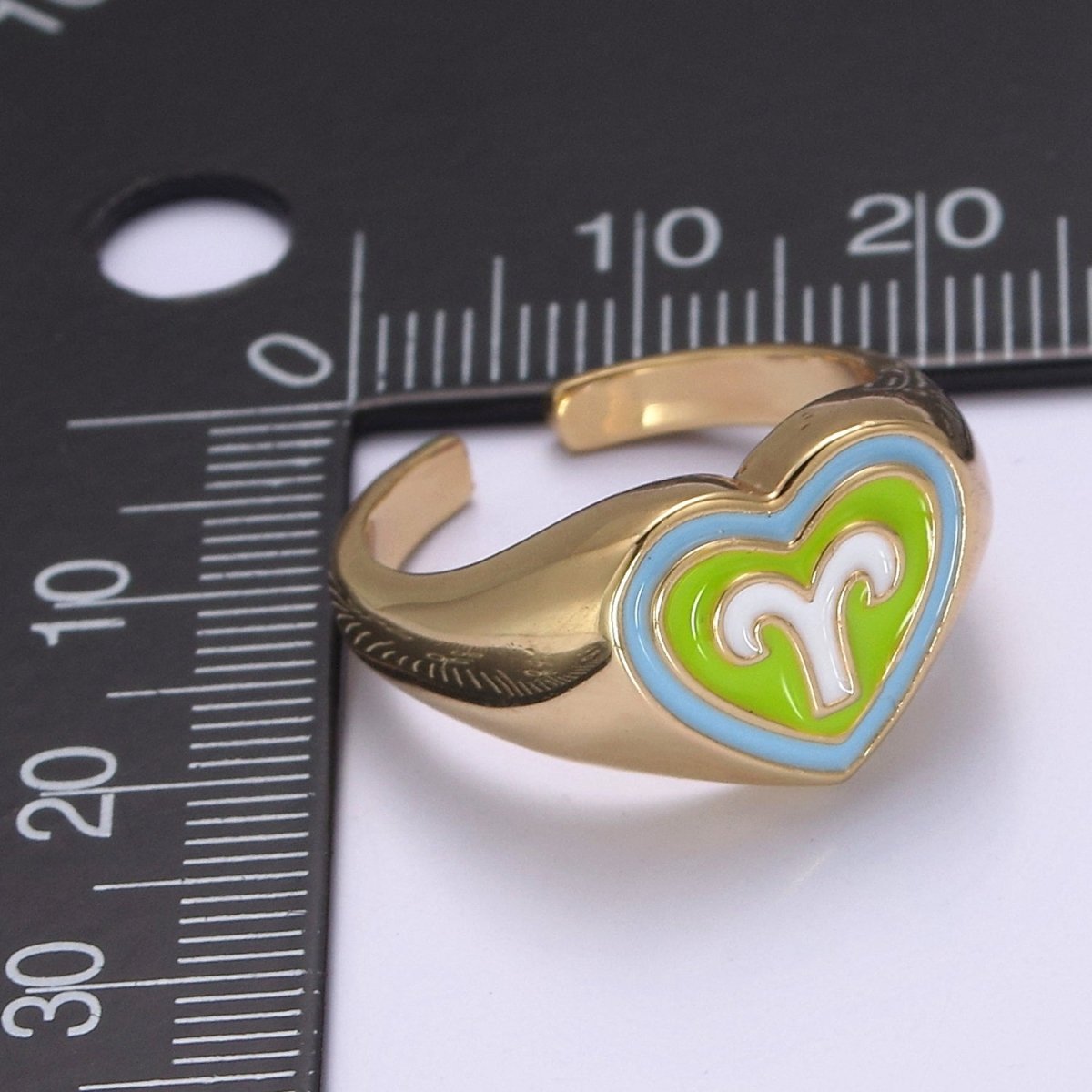 Y2K Signet Zodiac Ring Constellation Sign Enamel Gold Ring, Astrology Sign Horoscope Ring Birthday Personalized Fun Gift S-489~S-500 - DLUXCA