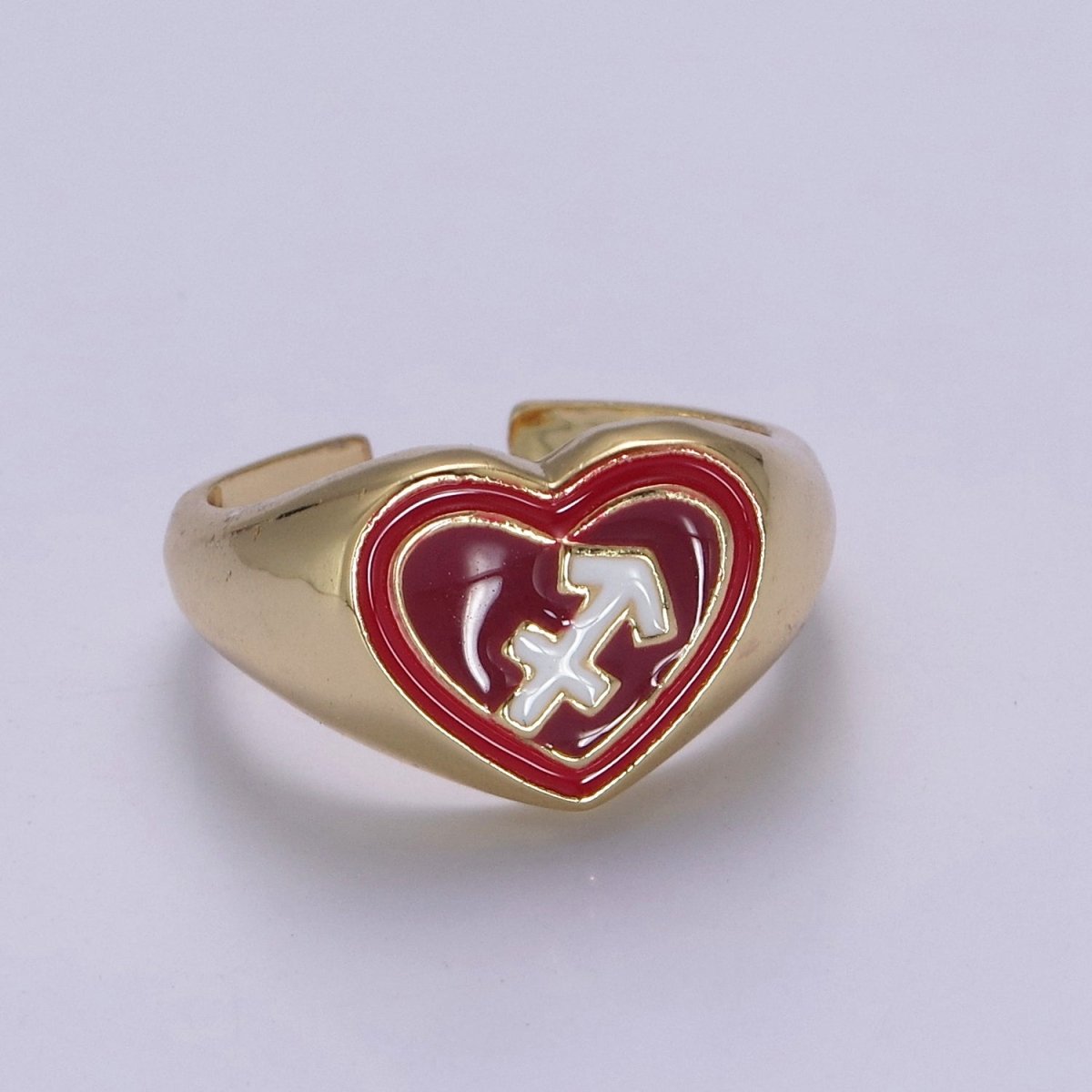 Y2K Signet Zodiac Ring Constellation Sign Enamel Gold Ring, Astrology Sign Horoscope Ring Birthday Personalized Fun Gift S-489~S-500 - DLUXCA