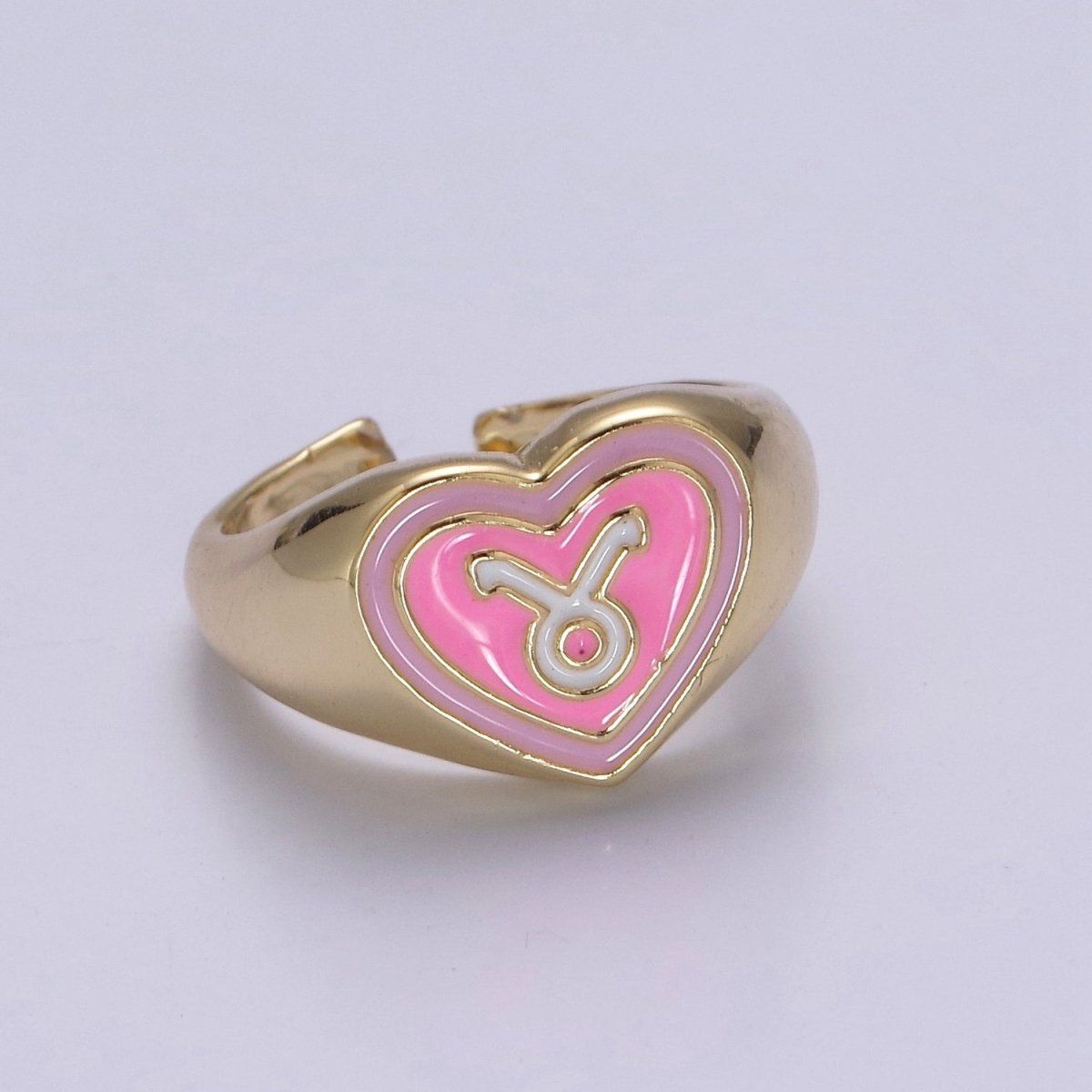 Y2K Signet Zodiac Ring Constellation Sign Enamel Gold Ring, Astrology Sign Horoscope Ring Birthday Personalized Fun Gift S-489~S-500 - DLUXCA