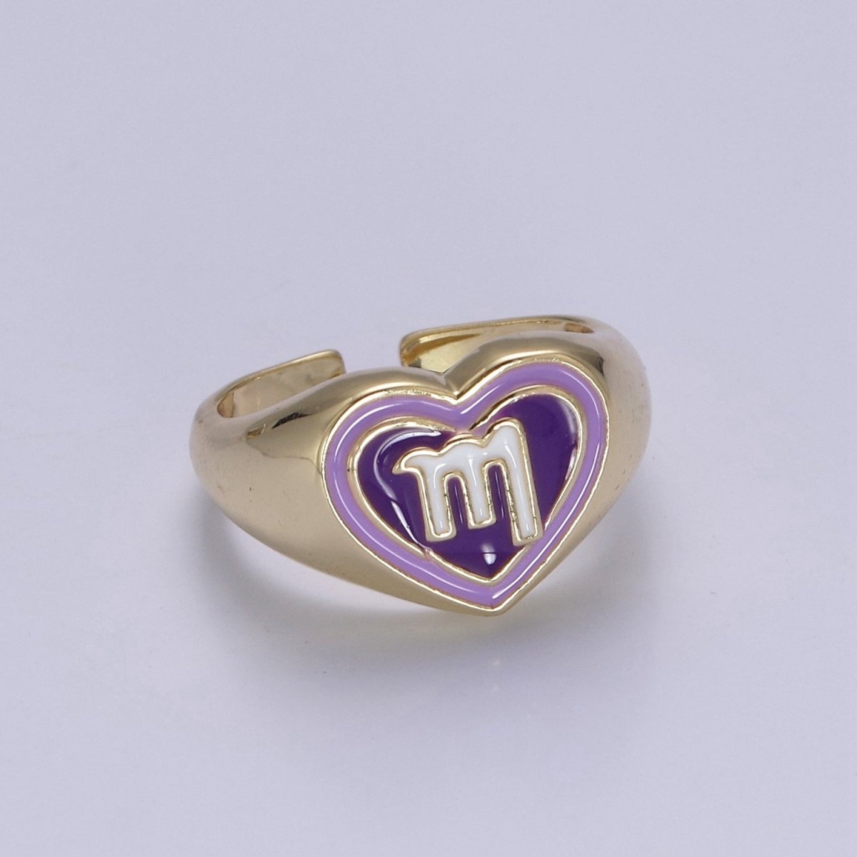 Y2K Signet Zodiac Ring Constellation Sign Enamel Gold Ring, Astrology Sign Horoscope Ring Birthday Personalized Fun Gift S-489~S-500 - DLUXCA