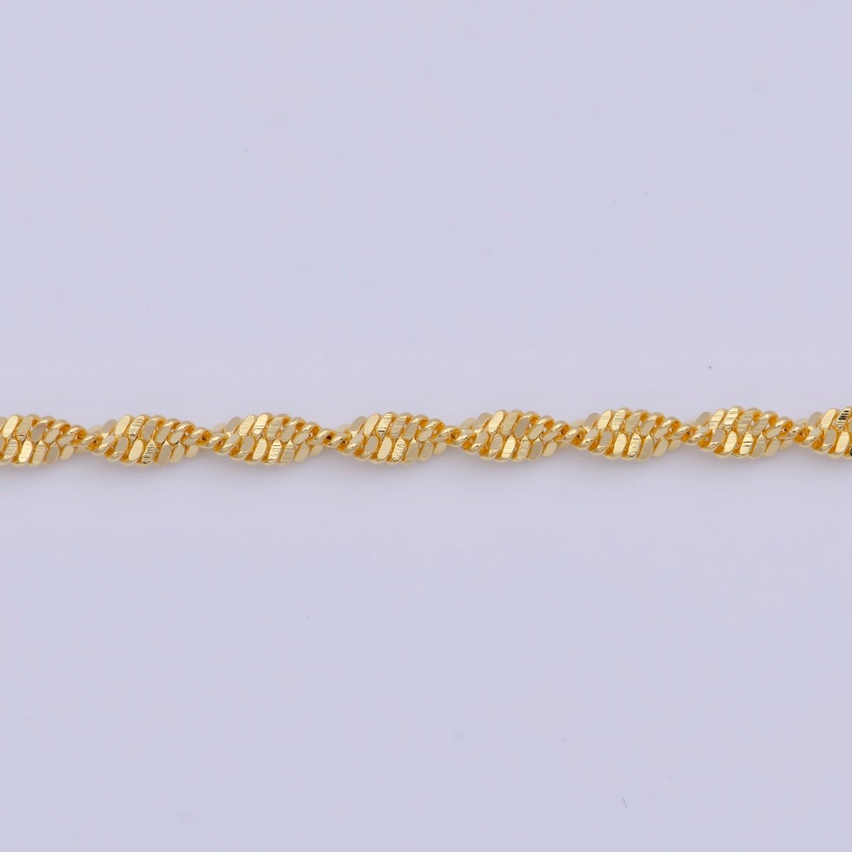Yellow Gold Chain Necklace, Twist Singapore Chain Necklace Ready To Wear for Jewelry Making | WA-1129 WA-1122 Clearance Pricing - DLUXCA