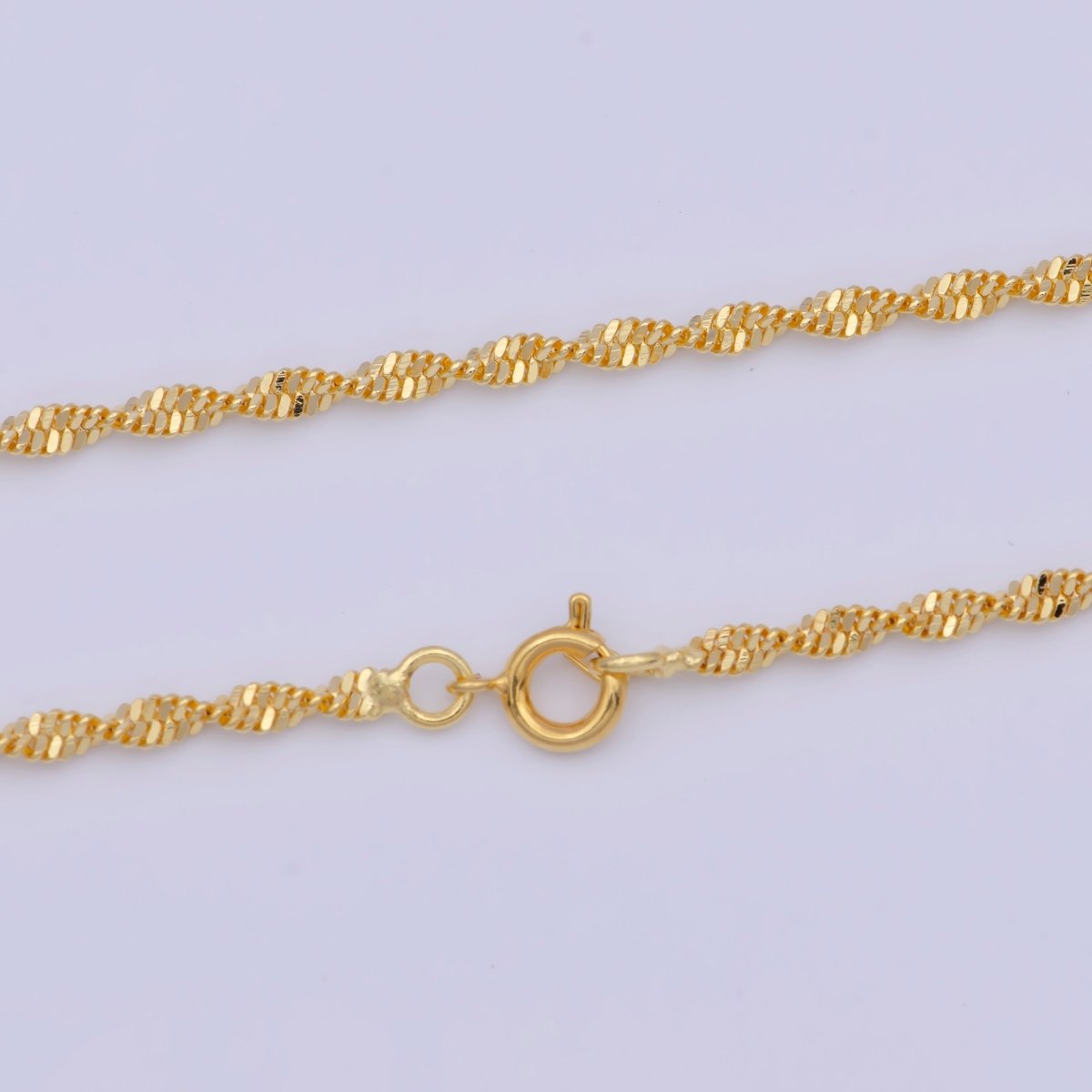 Yellow Gold Chain Necklace, Twist Singapore Chain Necklace Ready To Wear for Jewelry Making | WA-1129 WA-1122 Clearance Pricing - DLUXCA