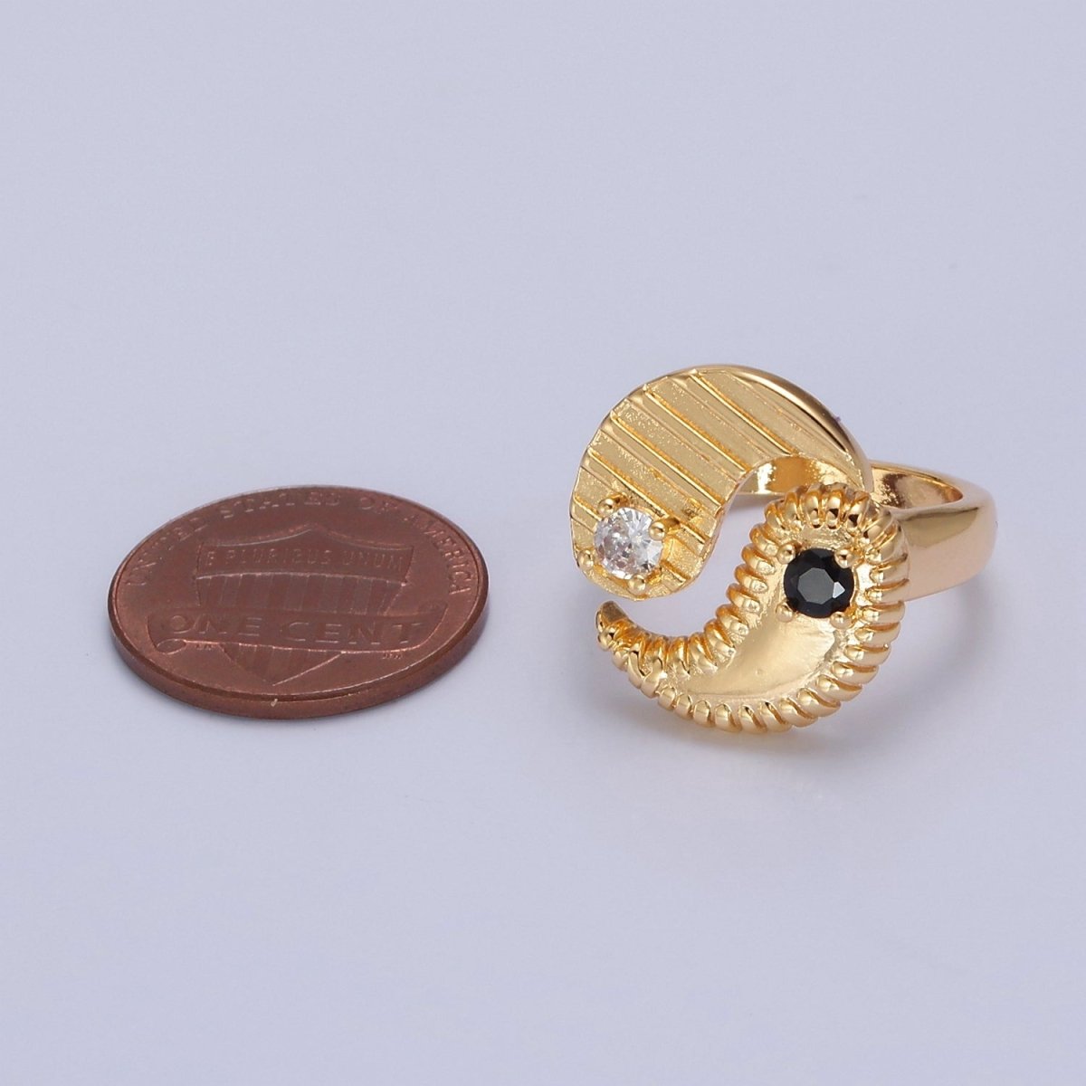 Yin Yang Ring, Adjustable Trendy Yin Yang Ring, Gold Plated, Statement Ring, Trendy Rings O2146 O2147 - DLUXCA