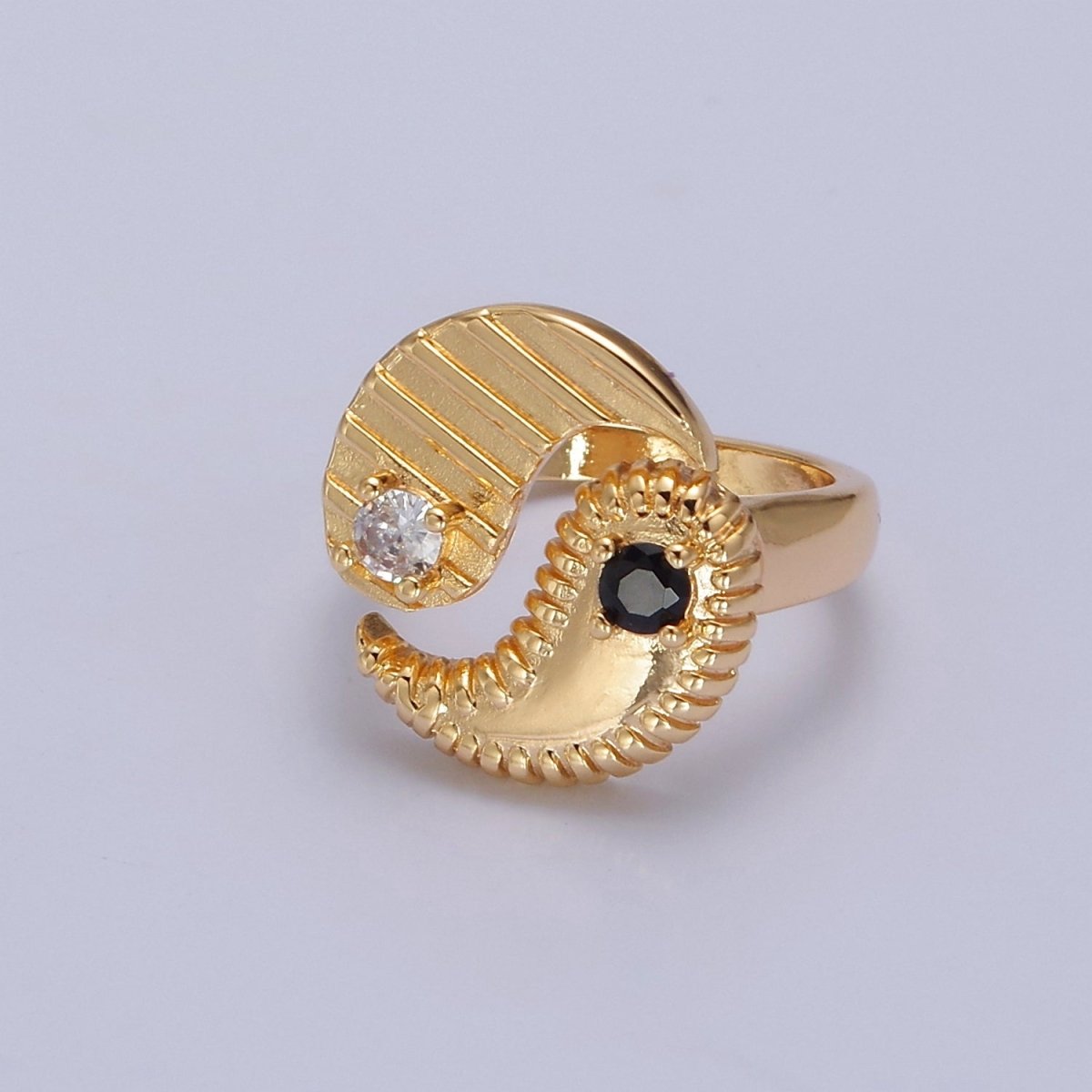 Yin Yang Ring, Adjustable Trendy Yin Yang Ring, Gold Plated, Statement Ring, Trendy Rings O2146 O2147 - DLUXCA