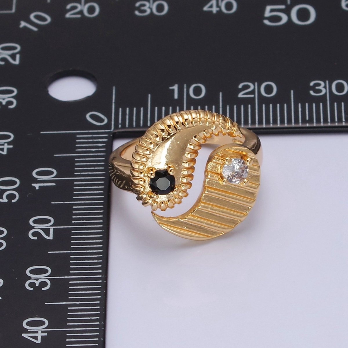 Yin Yang Ring, Adjustable Trendy Yin Yang Ring, Gold Plated, Statement Ring, Trendy Rings O2146 O2147 - DLUXCA