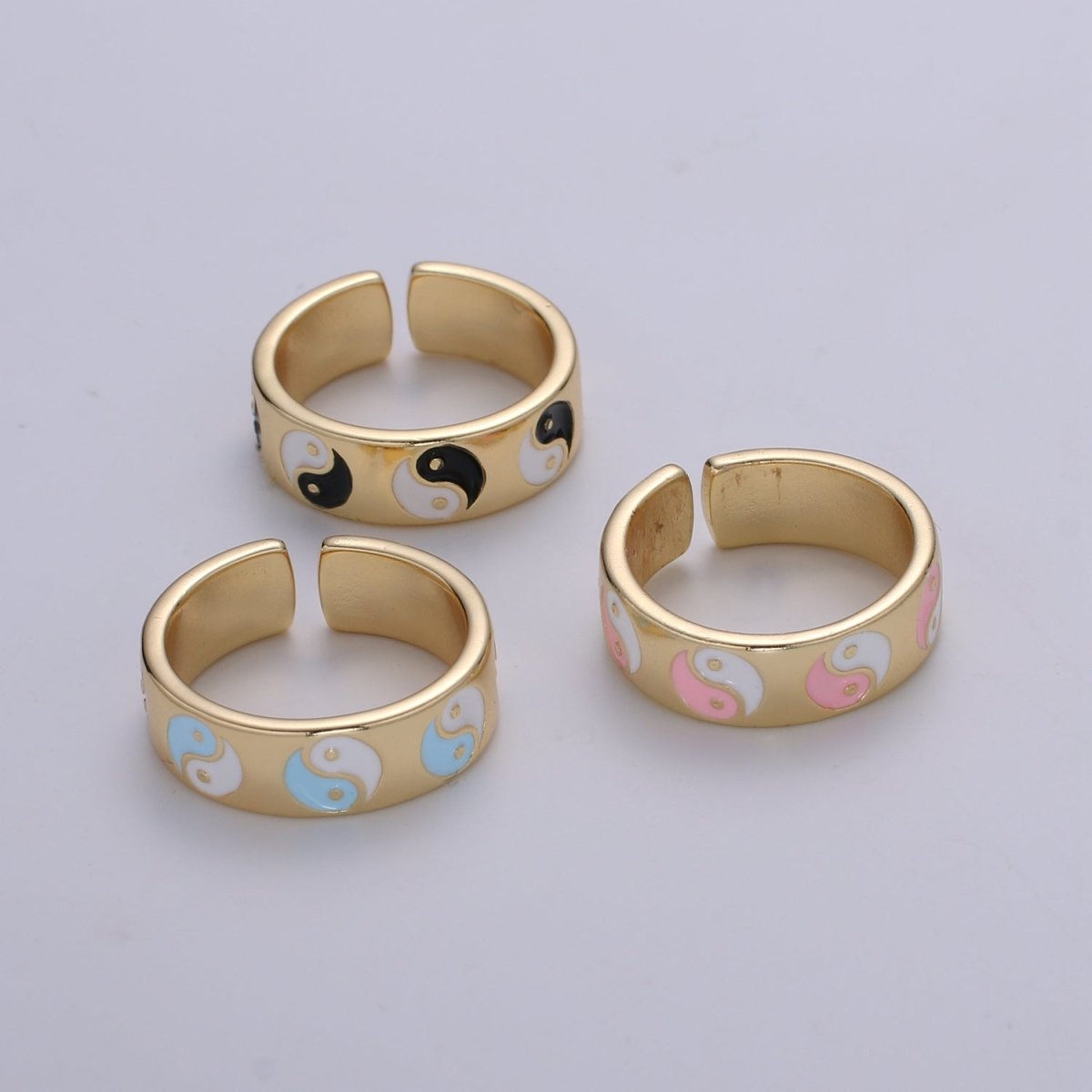 Yin Yang Ring, Dainty Enamel Ring, Adjustable Ring, Minimalist YinYang Ring, Minimalist Ring, Gold Open Ring, Dainty Pastel Ring Jewelry R-485 ~ R-487 O-431 ~ O-434 - DLUXCA