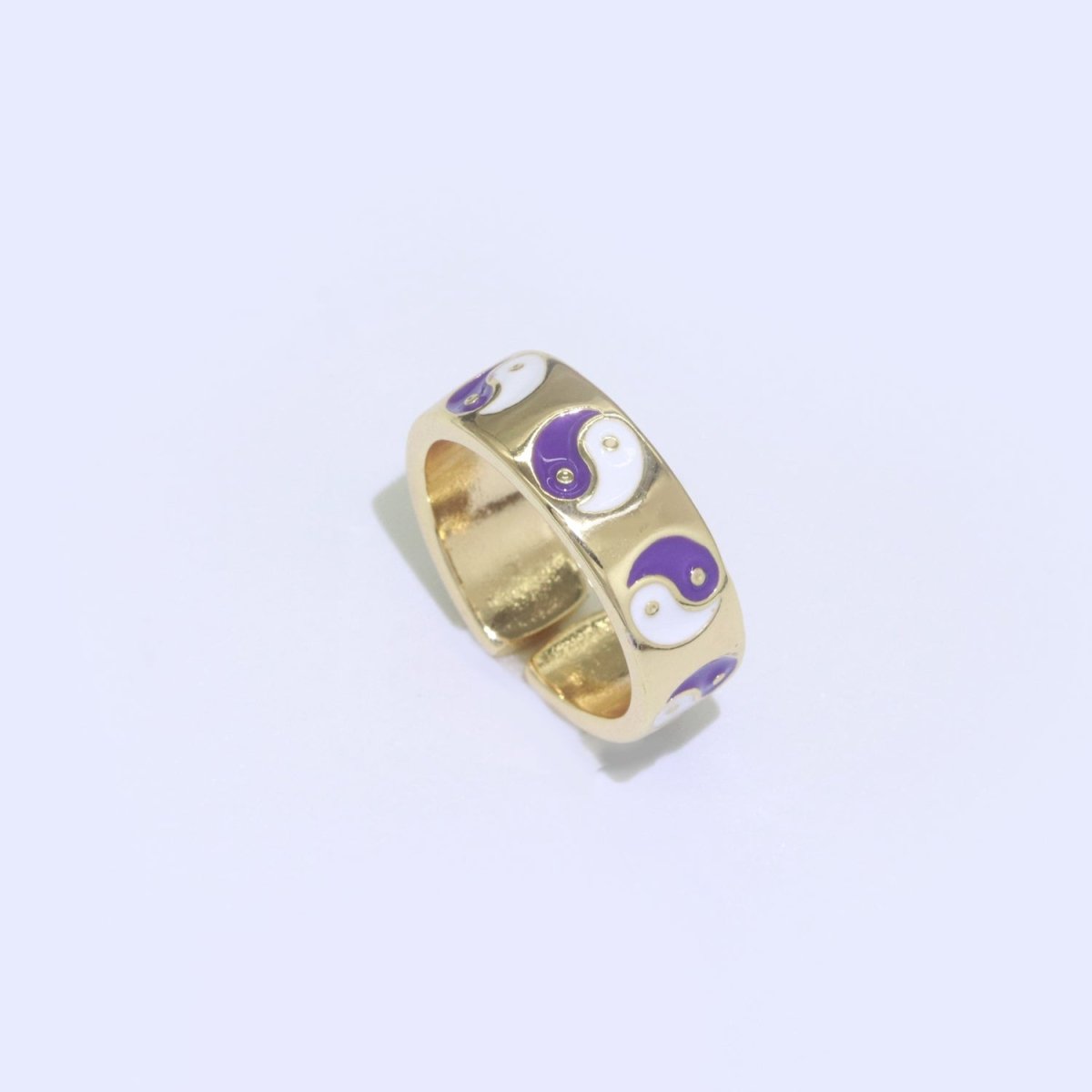 Yin Yang Ring, Dainty Enamel Ring, Adjustable Ring, Minimalist YinYang Ring, Minimalist Ring, Gold Open Ring, Dainty Pastel Ring Jewelry R-485 ~ R-487 O-431 ~ O-434 - DLUXCA