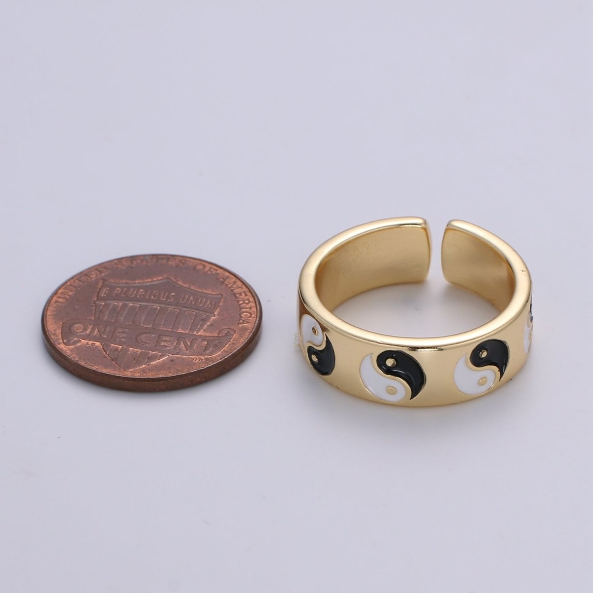 Yin Yang Ring, Dainty Enamel Ring, Adjustable Ring, Minimalist YinYang Ring, Minimalist Ring, Gold Open Ring, Dainty Pastel Ring Jewelry R-485 ~ R-487 O-431 ~ O-434 - DLUXCA