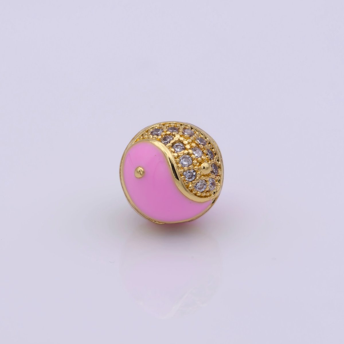 Yin Yang Spacer Bead Enamel Yin and Yang Beads Charms, Cubic Zirconia Jewelry for Bracelet Making B-648 to B-662 - DLUXCA
