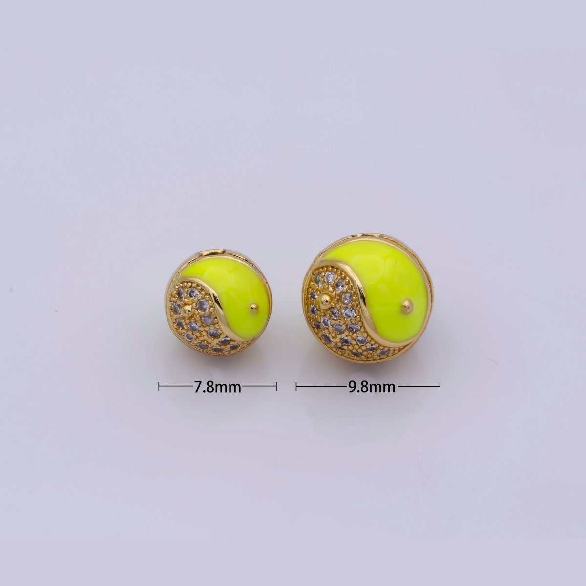Yin Yang Spacer Bead Enamel Yin and Yang Beads Charms, Cubic Zirconia Jewelry for Bracelet Making B-648 to B-662 - DLUXCA
