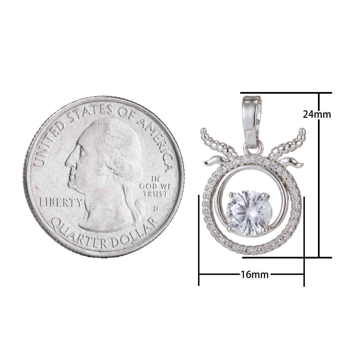 Zodiac Sign Aries Taurus Gemini Cancer Leo Virgo Libra Scorpio Sagittarius Capricorn Aquarius Pisces Gold Filled Silver Cubic Zircon Crystal Pendants I-551~I-562 - DLUXCA