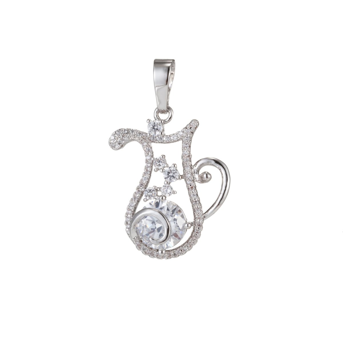 Zodiac Sign Aries Taurus Gemini Cancer Leo Virgo Libra Scorpio Sagittarius Capricorn Aquarius Pisces Gold Filled Silver Cubic Zircon Crystal Pendants I-551~I-562 - DLUXCA