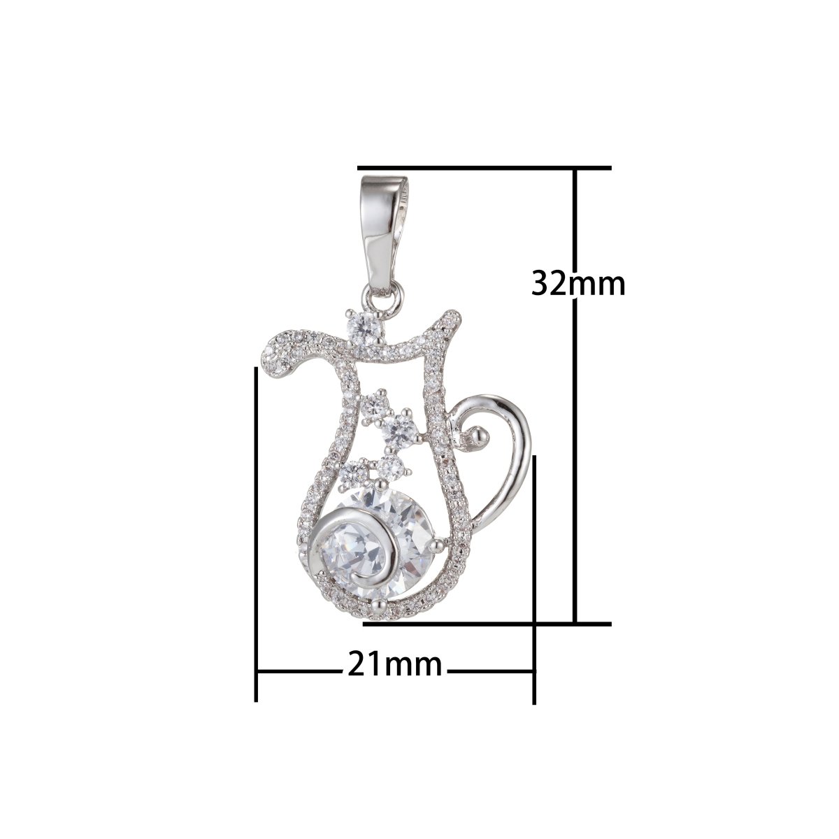 Zodiac Sign Aries Taurus Gemini Cancer Leo Virgo Libra Scorpio Sagittarius Capricorn Aquarius Pisces Gold Filled Silver Cubic Zircon Crystal Pendants I-551~I-562 - DLUXCA