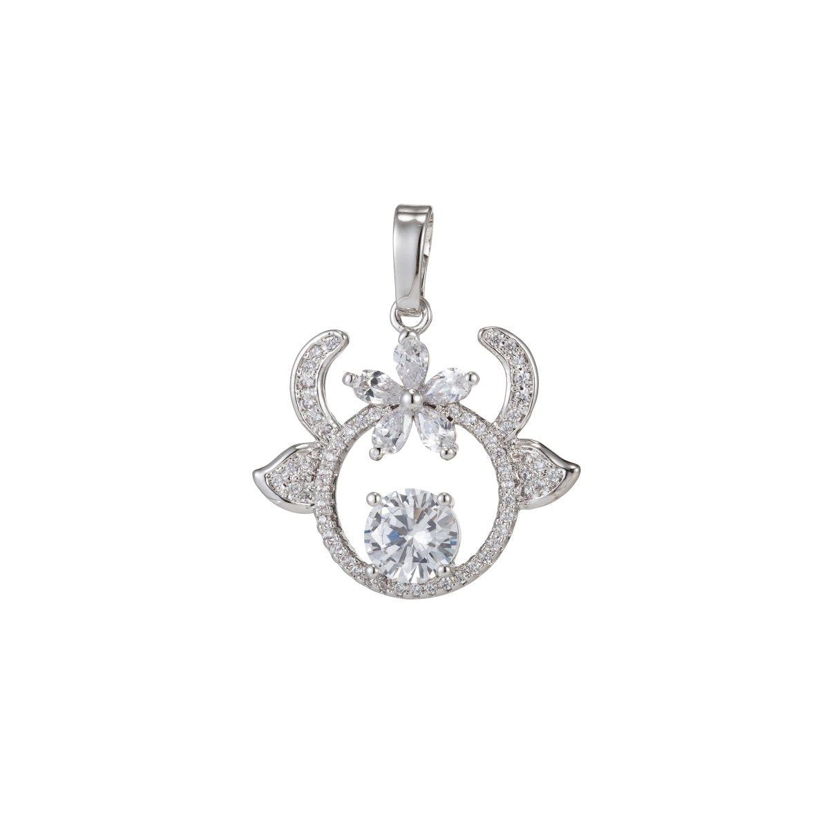 Zodiac Sign Aries Taurus Gemini Cancer Leo Virgo Libra Scorpio Sagittarius Capricorn Aquarius Pisces Gold Filled Silver Cubic Zircon Crystal Pendants I-551~I-562 - DLUXCA