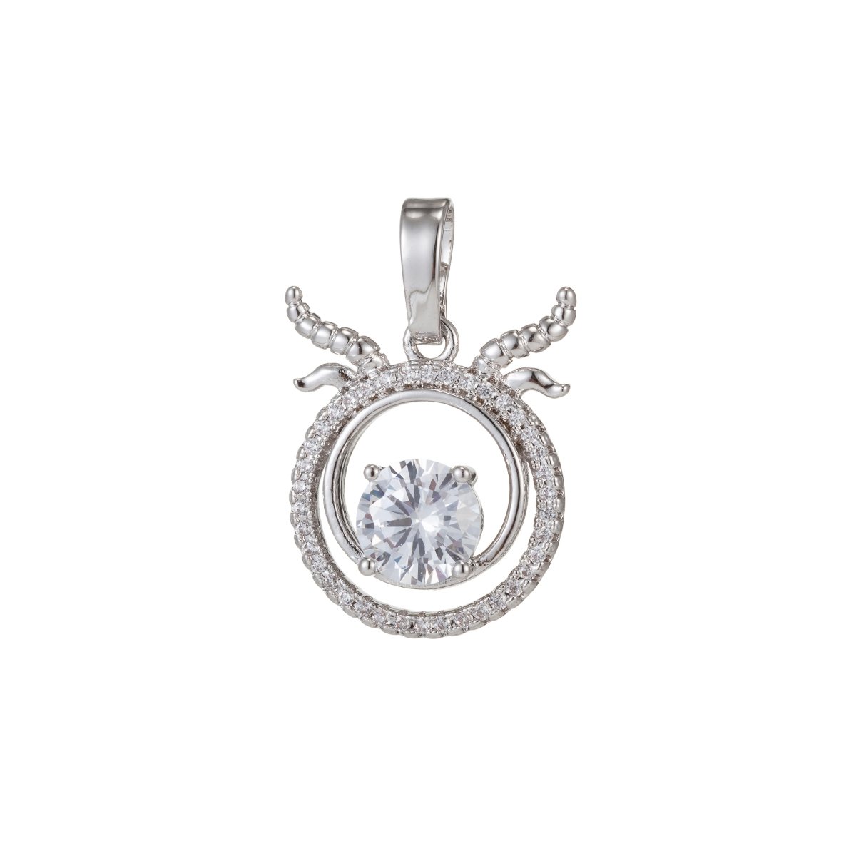 Zodiac Sign Aries Taurus Gemini Cancer Leo Virgo Libra Scorpio Sagittarius Capricorn Aquarius Pisces Gold Filled Silver Cubic Zircon Crystal Pendants I-551~I-562 - DLUXCA