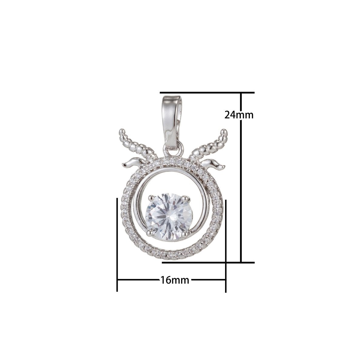 Zodiac Sign Aries Taurus Gemini Cancer Leo Virgo Libra Scorpio Sagittarius Capricorn Aquarius Pisces Gold Filled Silver Cubic Zircon Crystal Pendants I-551~I-562 - DLUXCA