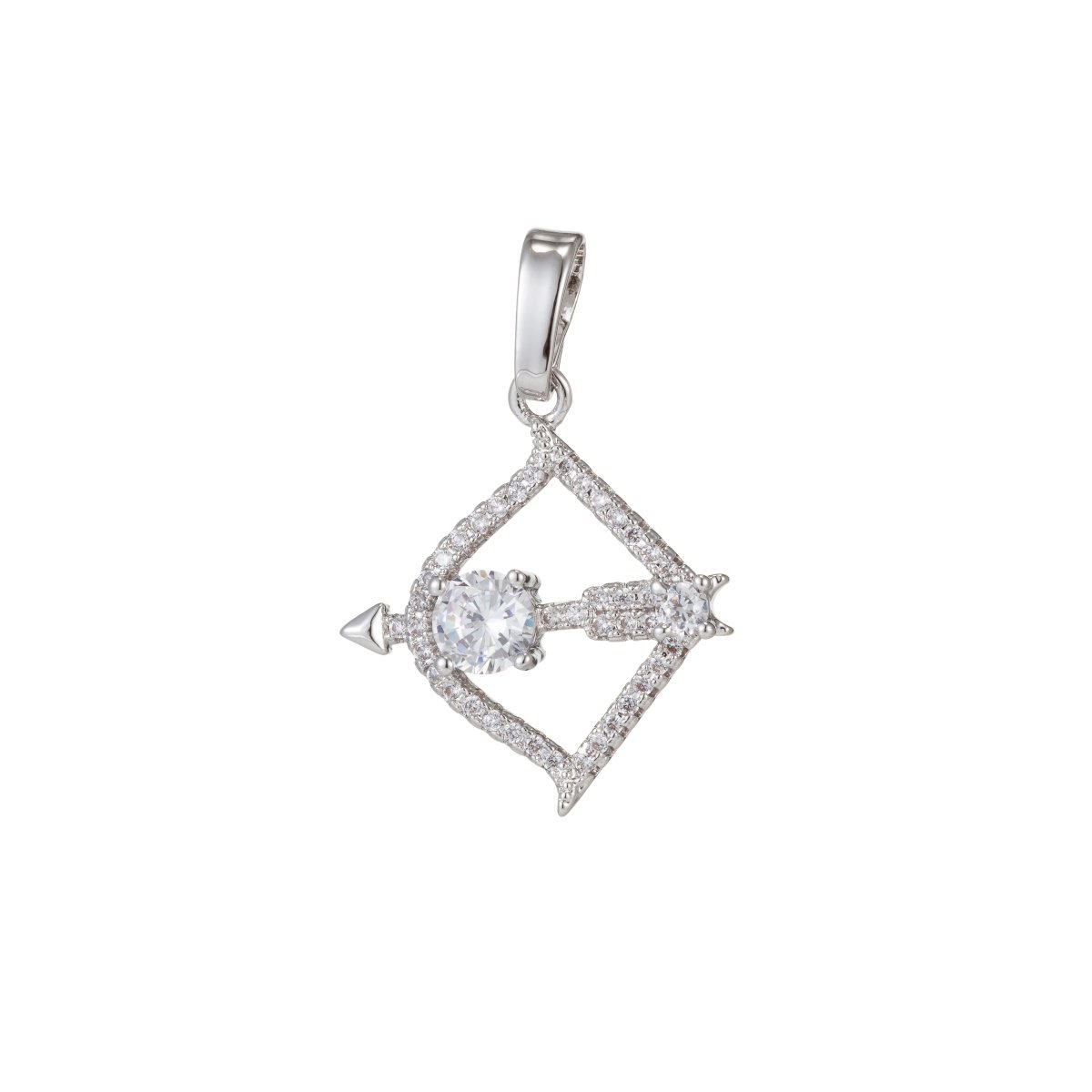 Zodiac Sign Aries Taurus Gemini Cancer Leo Virgo Libra Scorpio Sagittarius Capricorn Aquarius Pisces Gold Filled Silver Cubic Zircon Crystal Pendants I-551~I-562 - DLUXCA