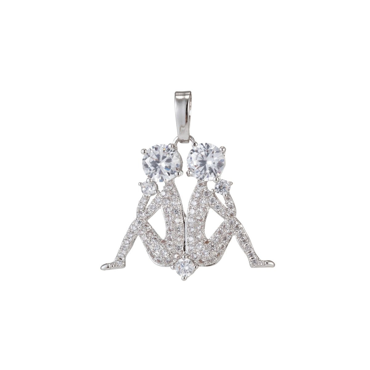 Zodiac Sign Aries Taurus Gemini Cancer Leo Virgo Libra Scorpio Sagittarius Capricorn Aquarius Pisces Gold Filled Silver Cubic Zircon Crystal Pendants I-551~I-562 - DLUXCA