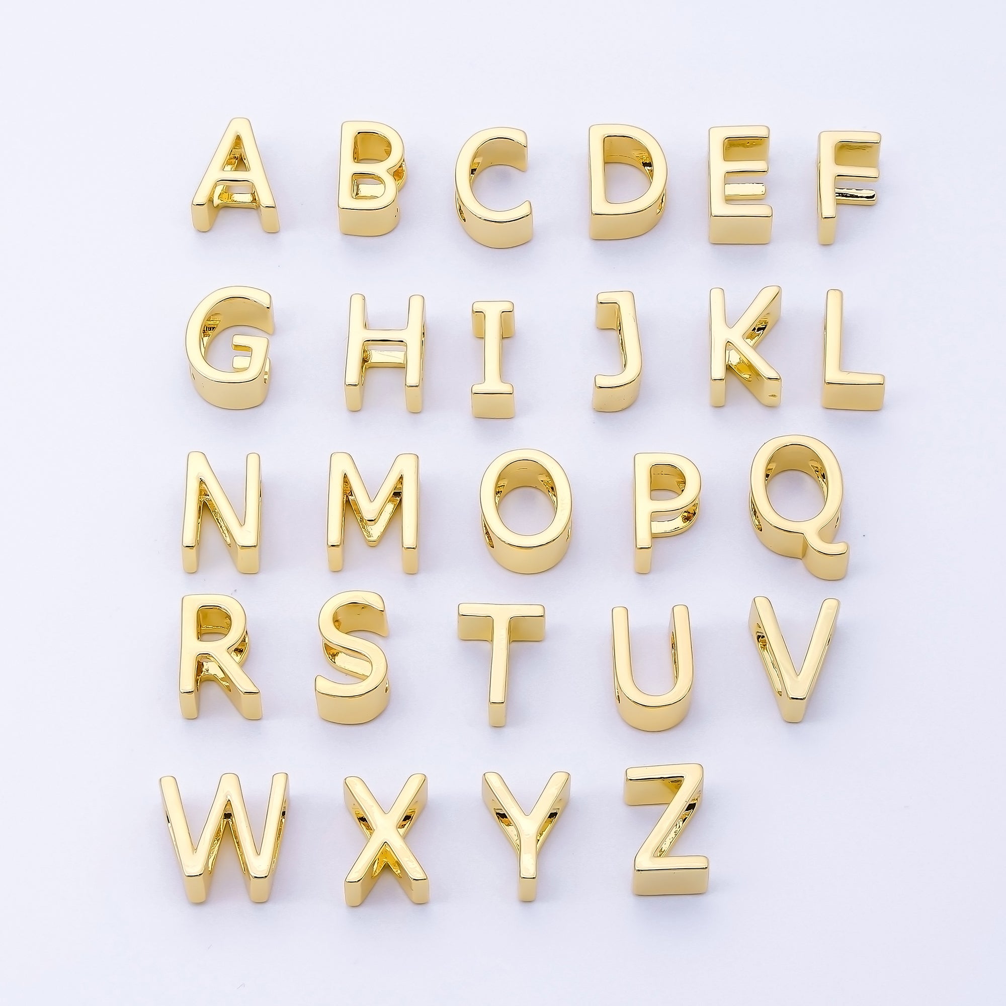 24K Gold Filled 13mm Personalized Minimalist Initial Letter Alphabet Bead | AF131 - AF143