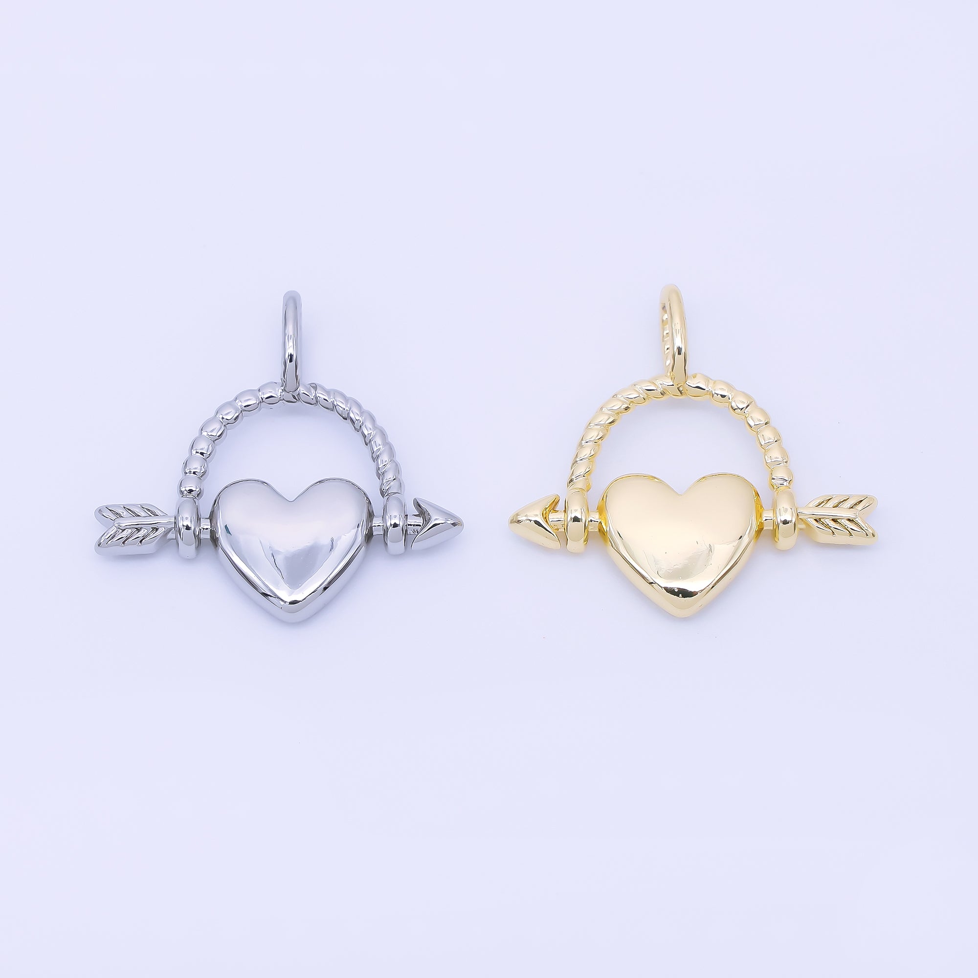 14K Gold Filled 19mm Cupid Heart Love's Arrow Pendant | AA1648