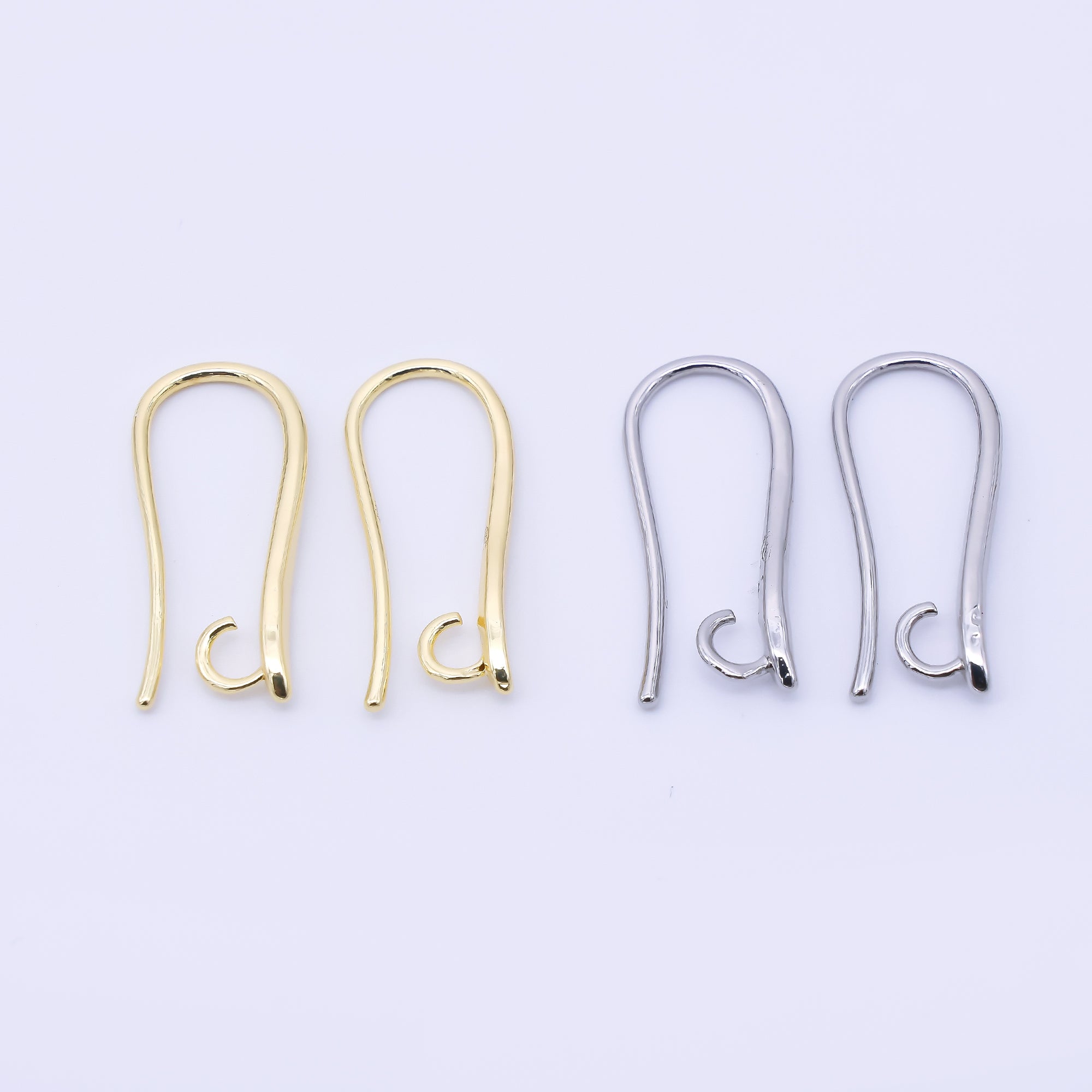 14K Gold Filled 19mm Minimalist Fish Hook Open Loop Earring Findings in Gold & Silver | Z1333 Z1334
