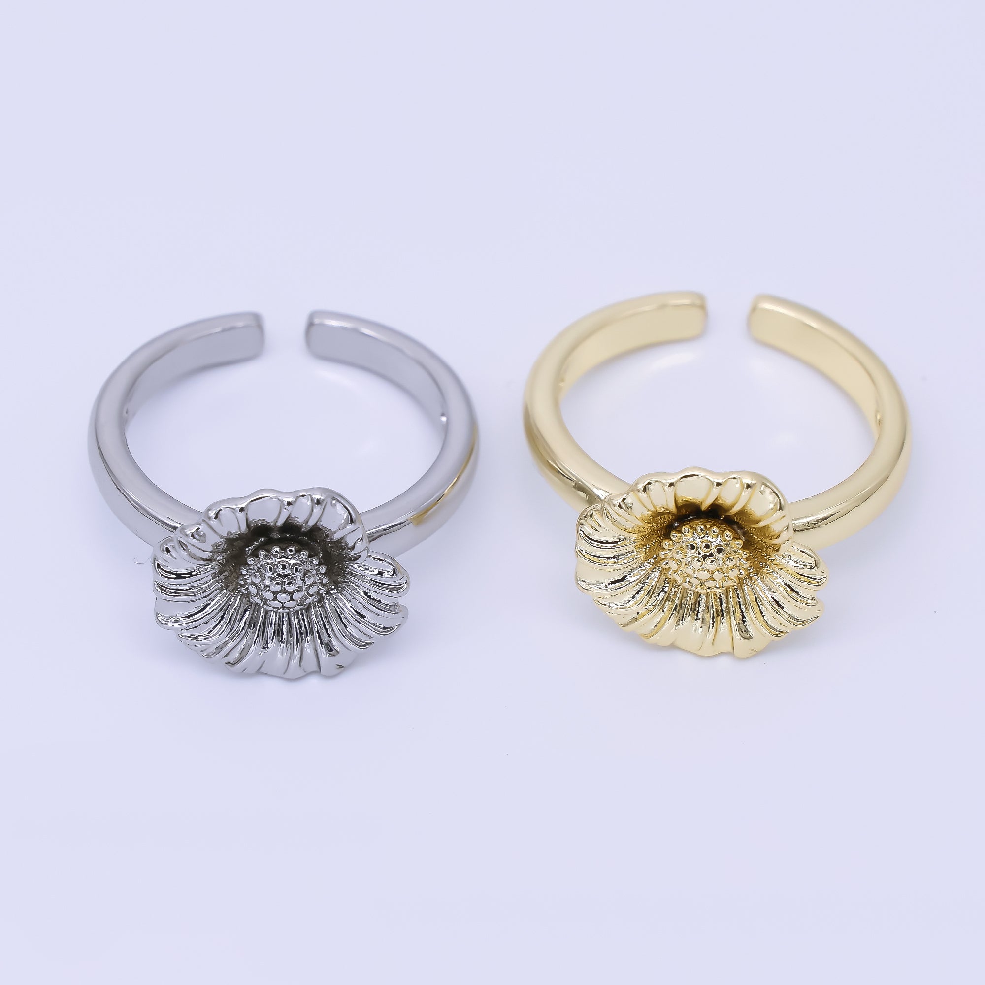 24K Gold Filled Sunflower Blossom Floral Solitaire Ring | O1613 O1619