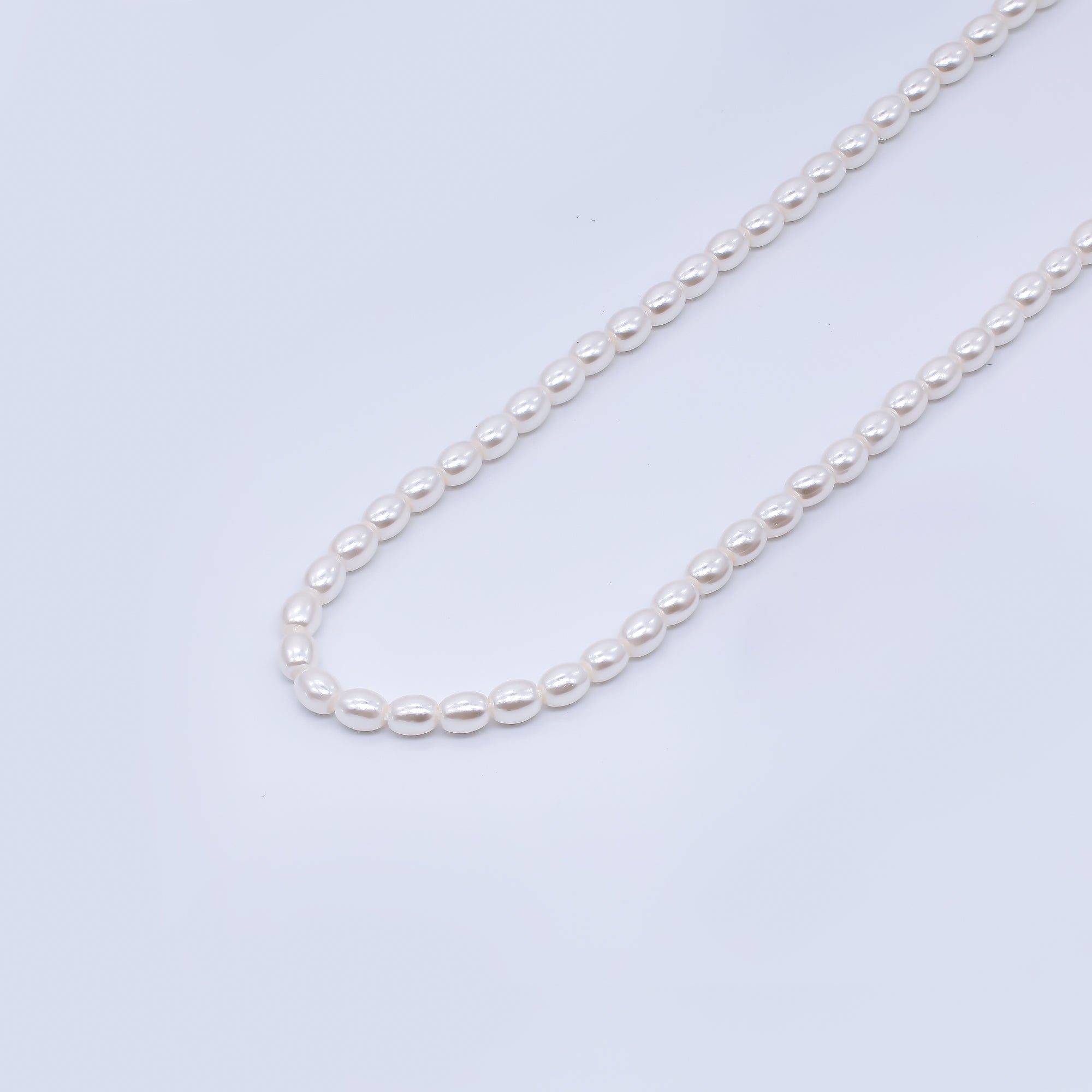 3mm White Oval Shell Pearl Strand Finding | WA-03168