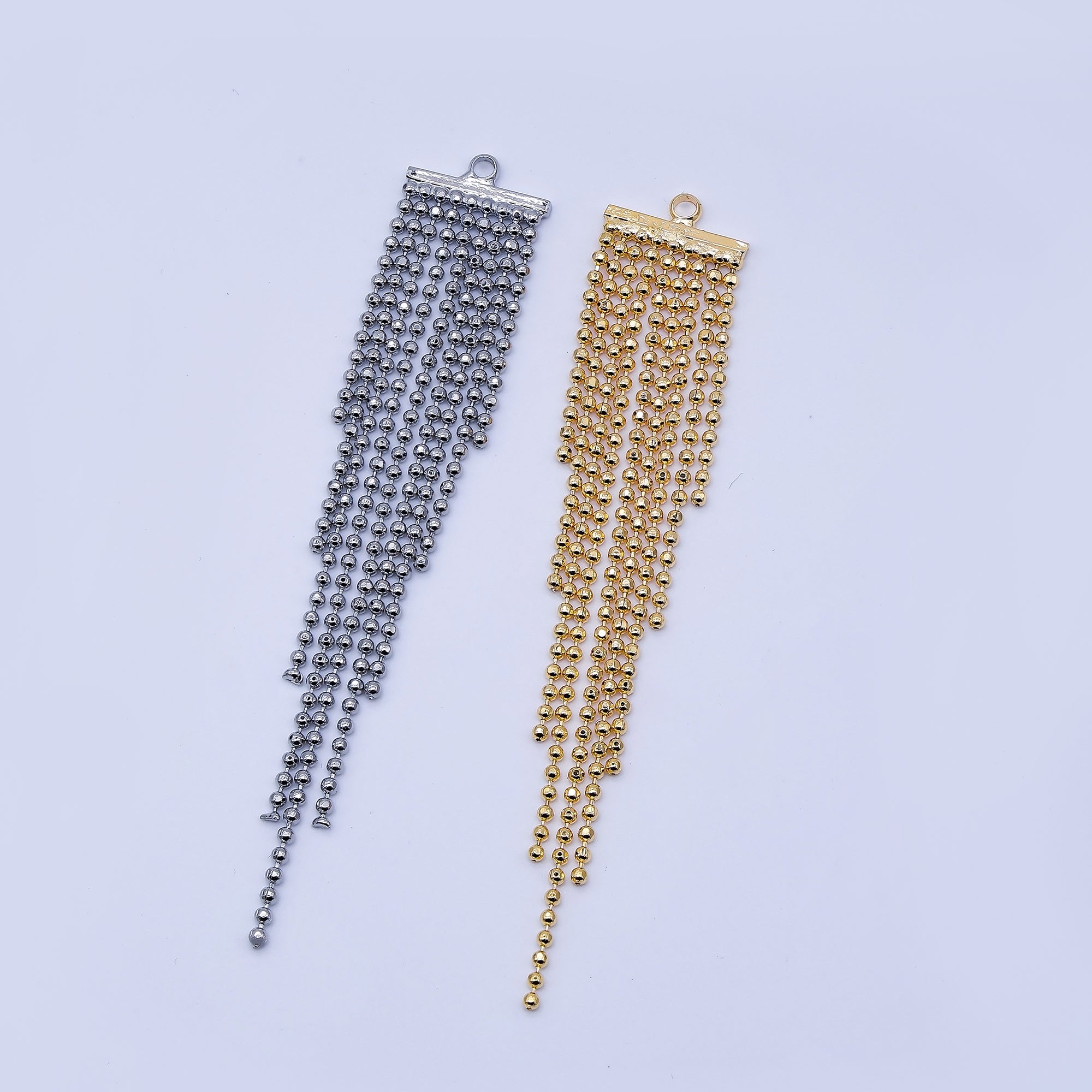 24K Gold Filled 62mm Tassel Beaded Chain Drop Charm | AF1585 AH637