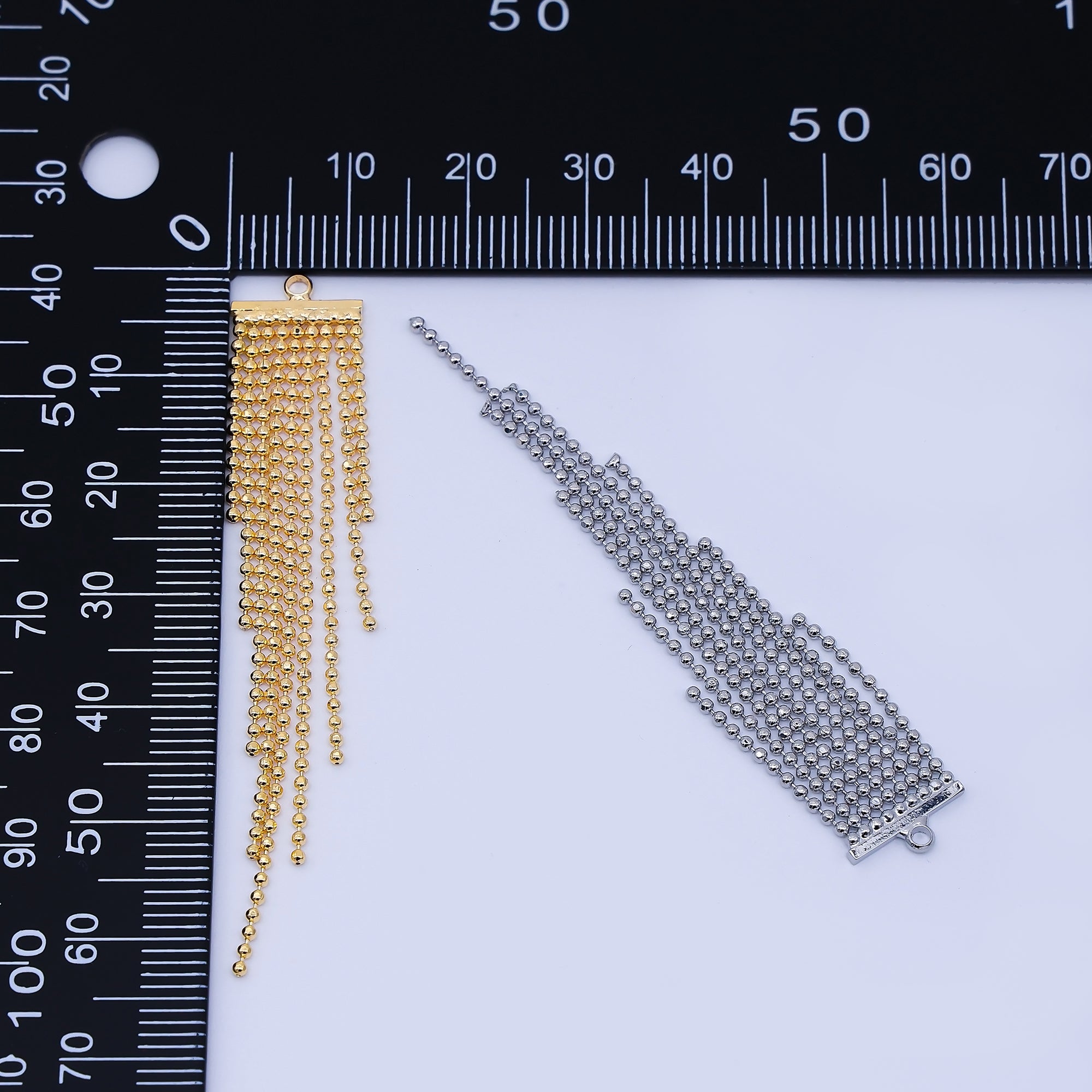 24K Gold Filled 62mm Tassel Beaded Chain Drop Charm | AF1585 AH637