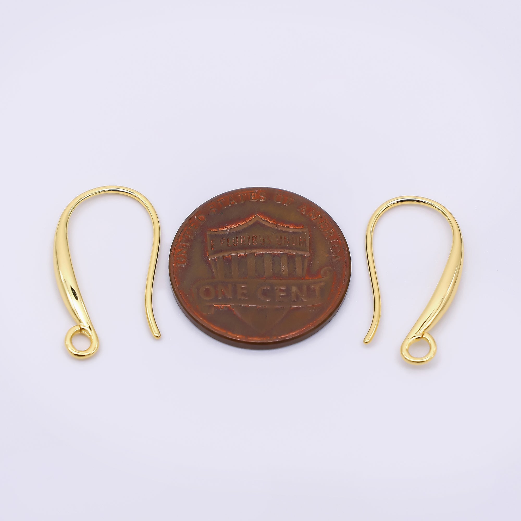 24K Gold Filled 20mm Classic Earring Hook with Open Loops in Gold & Silver | Z-1288 Z-1289