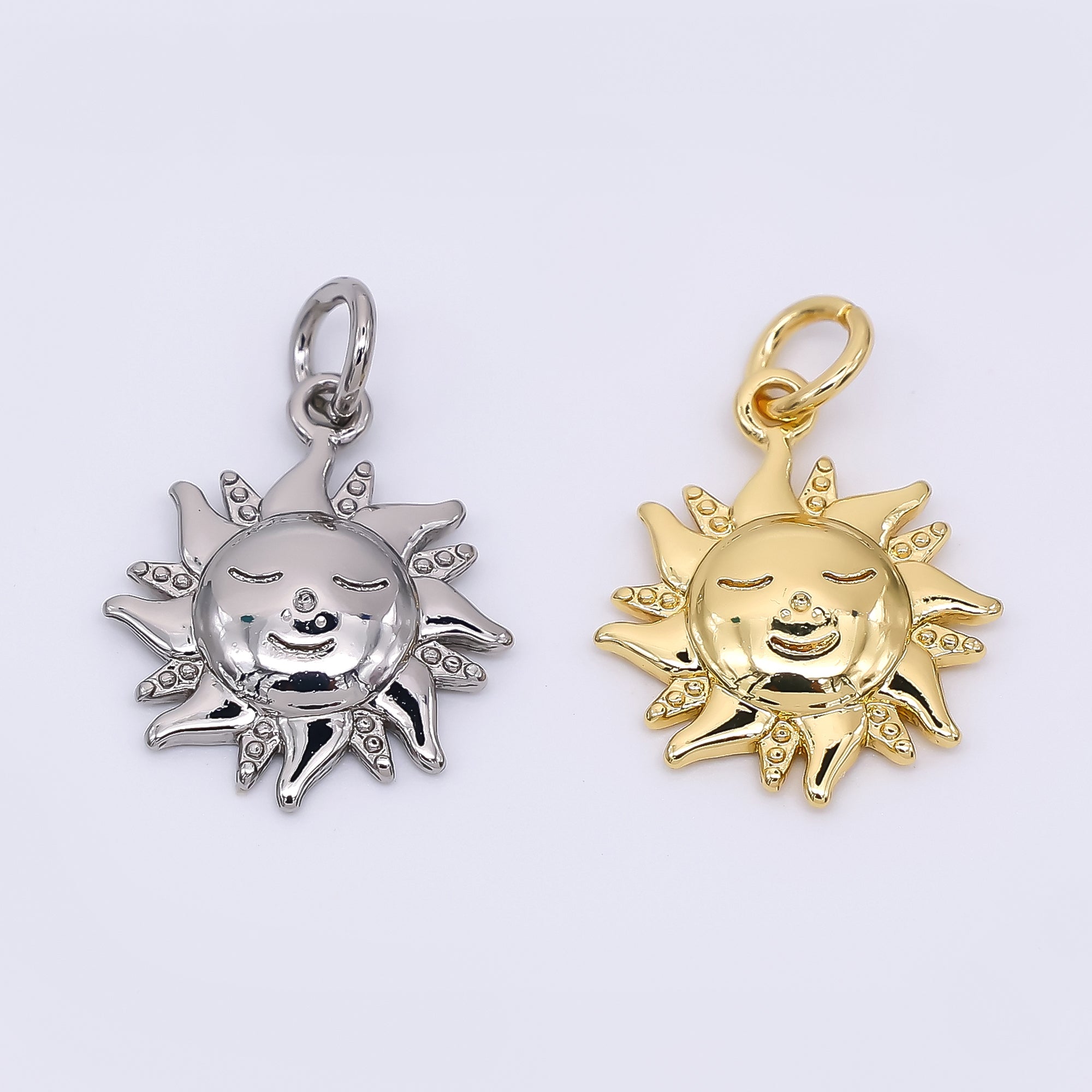 24K Gold Filled 16mm Face Sun Charm in Gold & Silver | M-674