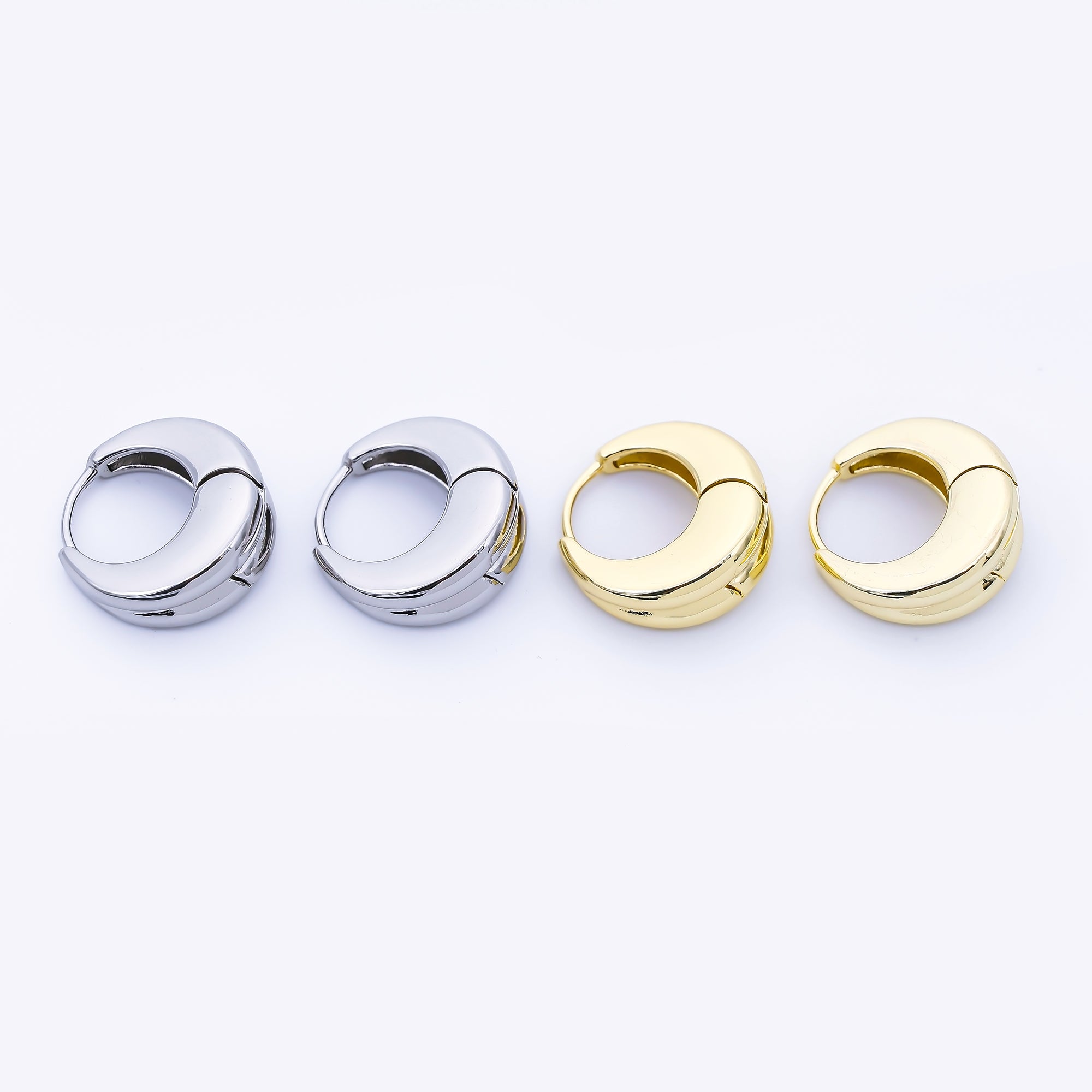 24K Gold Filled 17.5mm Minimalist Dome Hoop Earrings in Gold & Silver | AB1669 AB1670