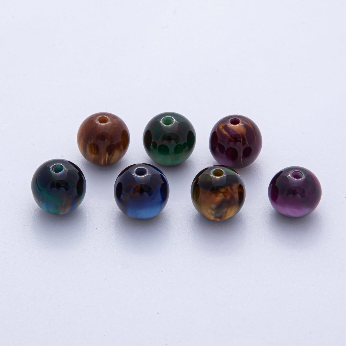 10 pcs 12mm Dark Teal, Yellow, Blue, Purple, Brown, Green Glitter Resin Round Bead | B569 - B583 - DLUXCA