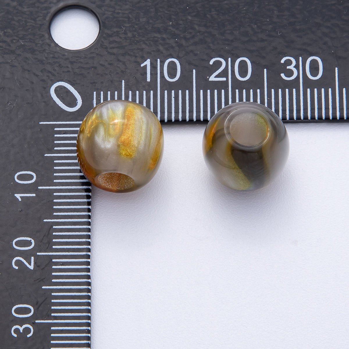 10 pcs 12mm Green, Red, Blue, Grey Multicolor Glitter Resin Round Bead Set | B606 B607 - DLUXCA