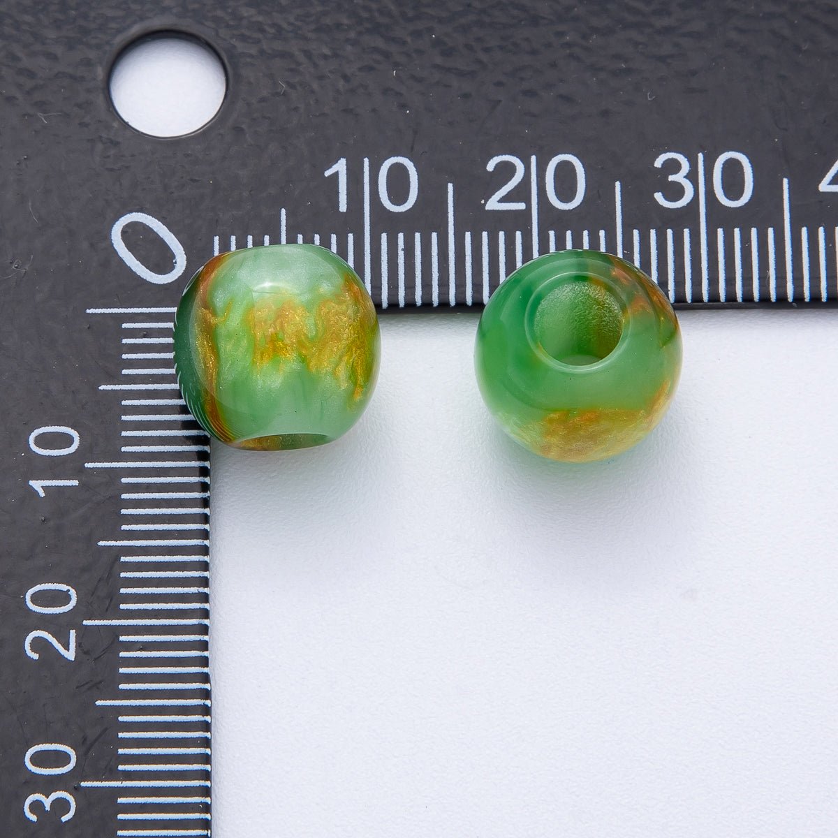 10 pcs 12mm Green, Red, Blue, Grey Multicolor Glitter Resin Round Bead Set | B606 B607 - DLUXCA
