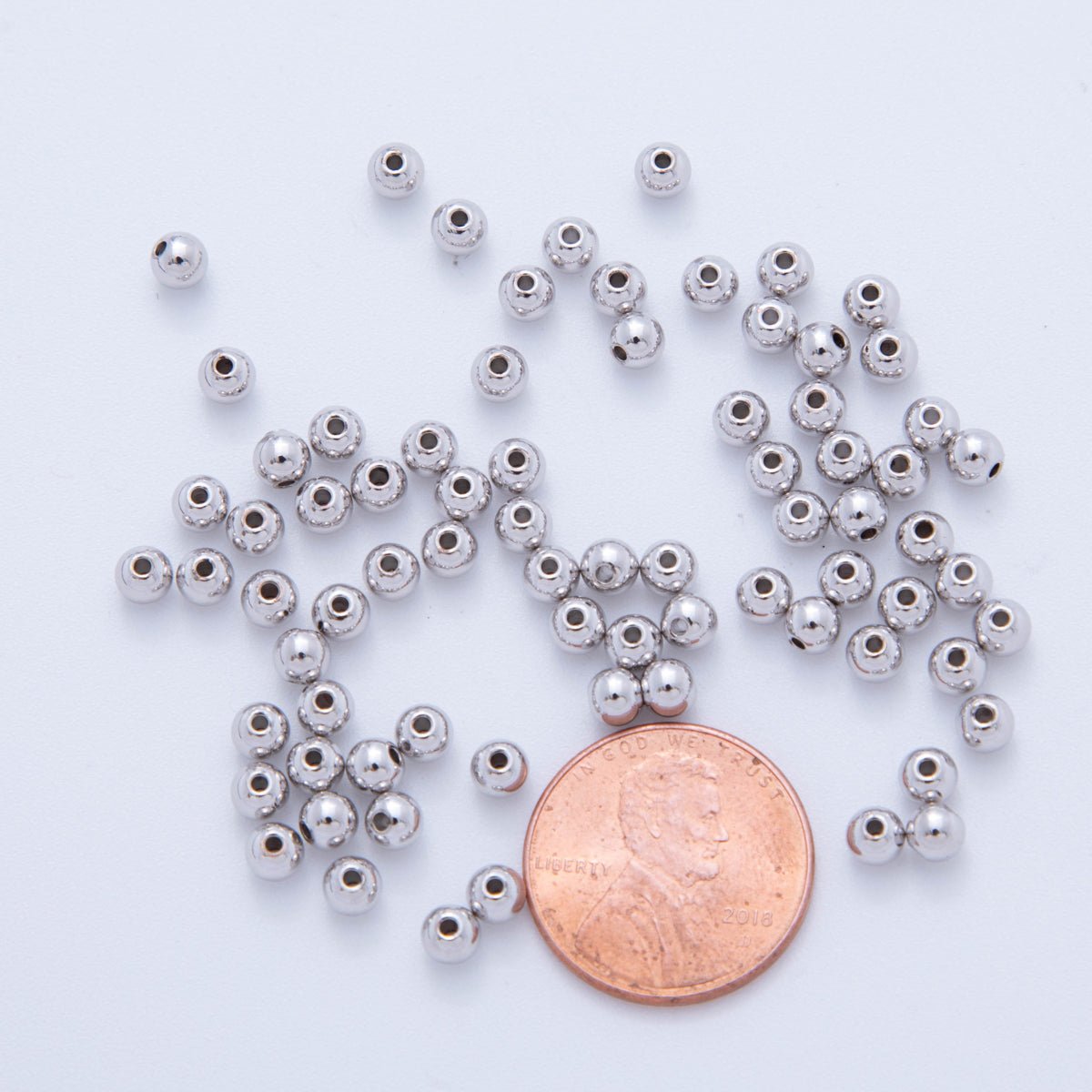 10 Pcs Bag of 3,4,5,6 mm Silver Seamless Round Beads for Jewelry Making Supply B - 306 - DLUXCA