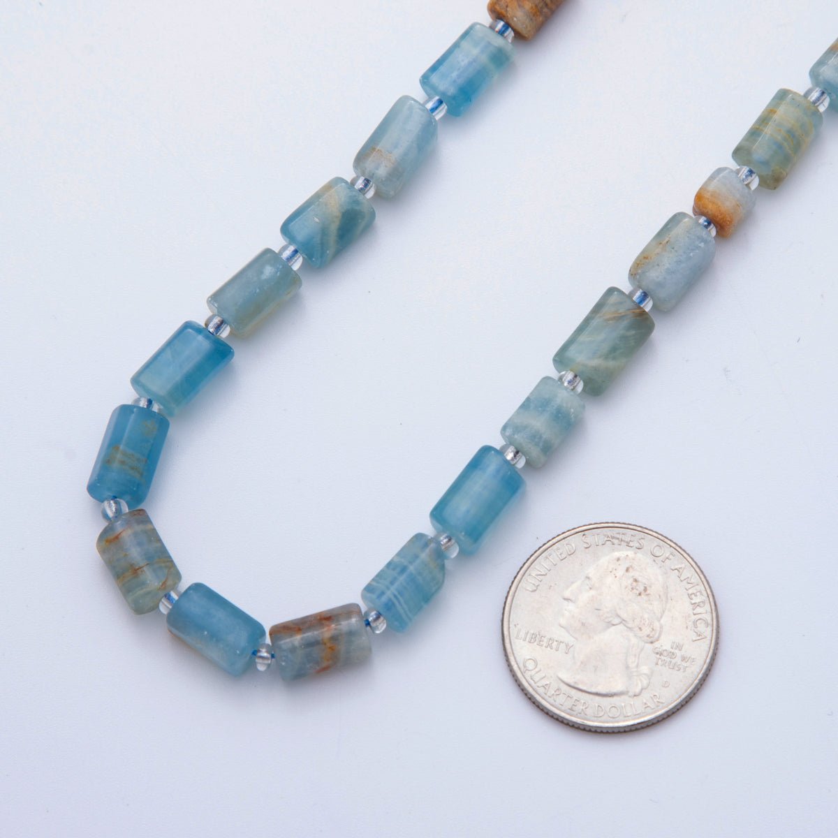 10.5mm Blue Calcite Bead Natural Gemstone Cylinder Tube Strand Finding | WA - 1502 - DLUXCA