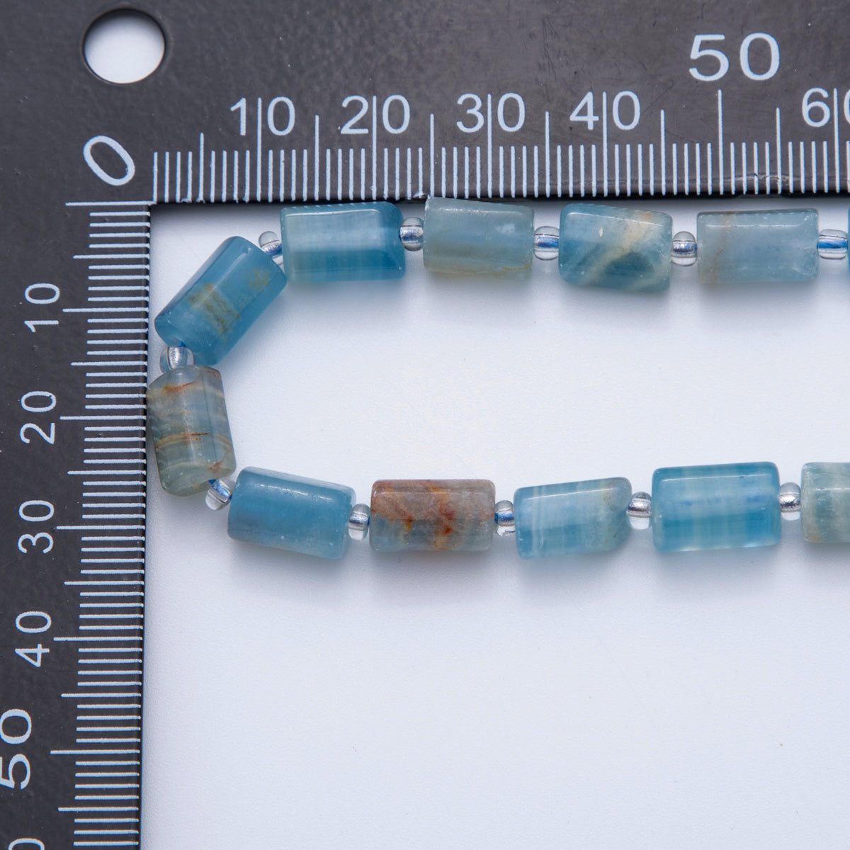 10.5mm Blue Calcite Bead Natural Gemstone Cylinder Tube Strand Finding | WA - 1502 - DLUXCA