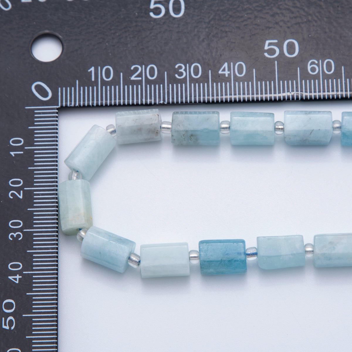 10.5mm Light Blue Aquamarine Bead Natural Gemstone Cylinder Tube Strand Finding | WA - 1504 - DLUXCA